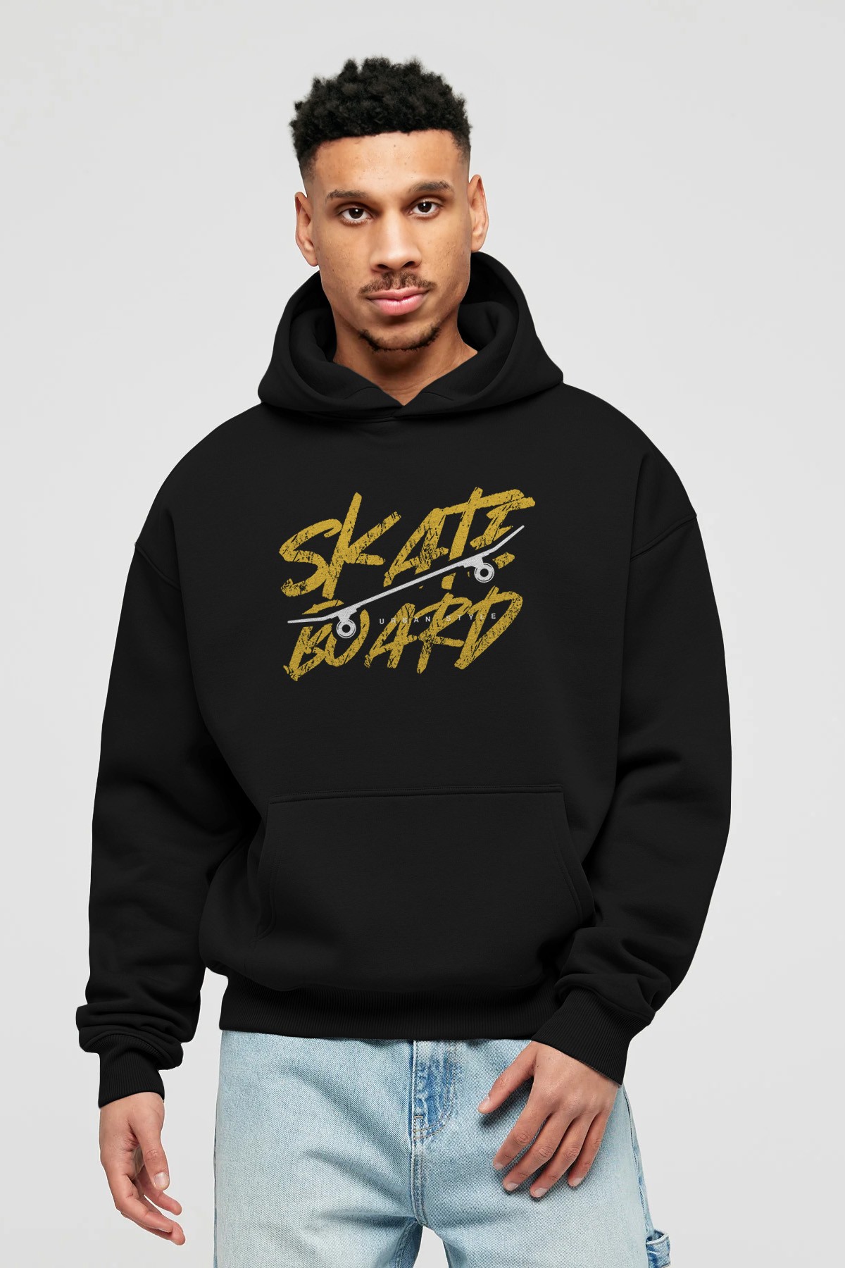 Skate Board Ön Baskılı Hoodie Oversize Kapüşonlu Sweatshirt Erkek Kadın Unisex