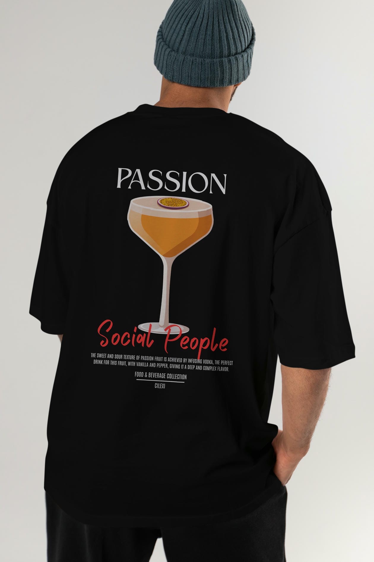 Passion Kokteyl Serisi Baskılı Oversize t-shirt Erkek Kadın Unisex %100 Pamuk Bisiklet Yaka tişort