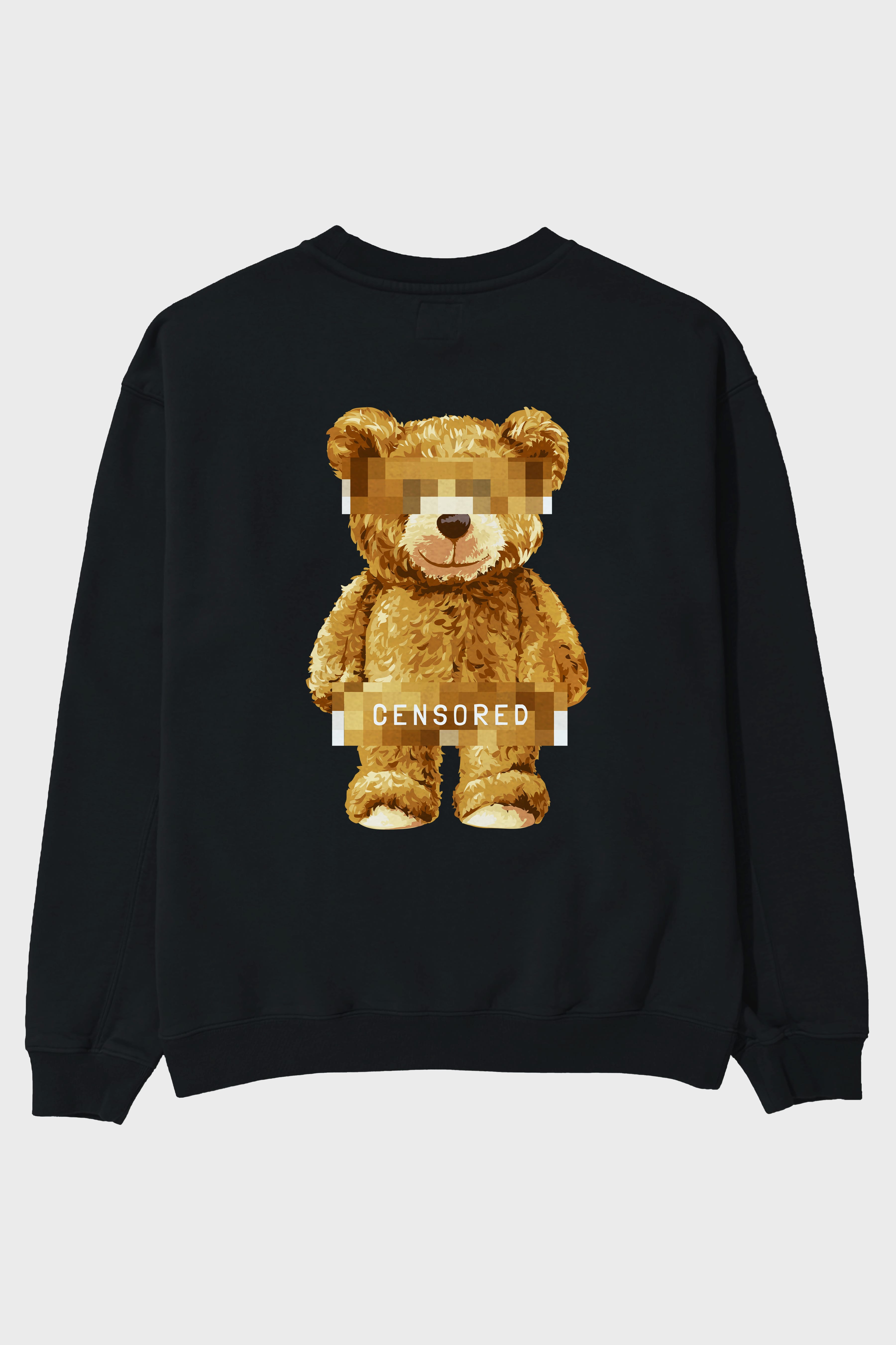 Teddy Bear Censored Arka Baskılı Oversize Sweatshirt Erkek Kadın Unisex