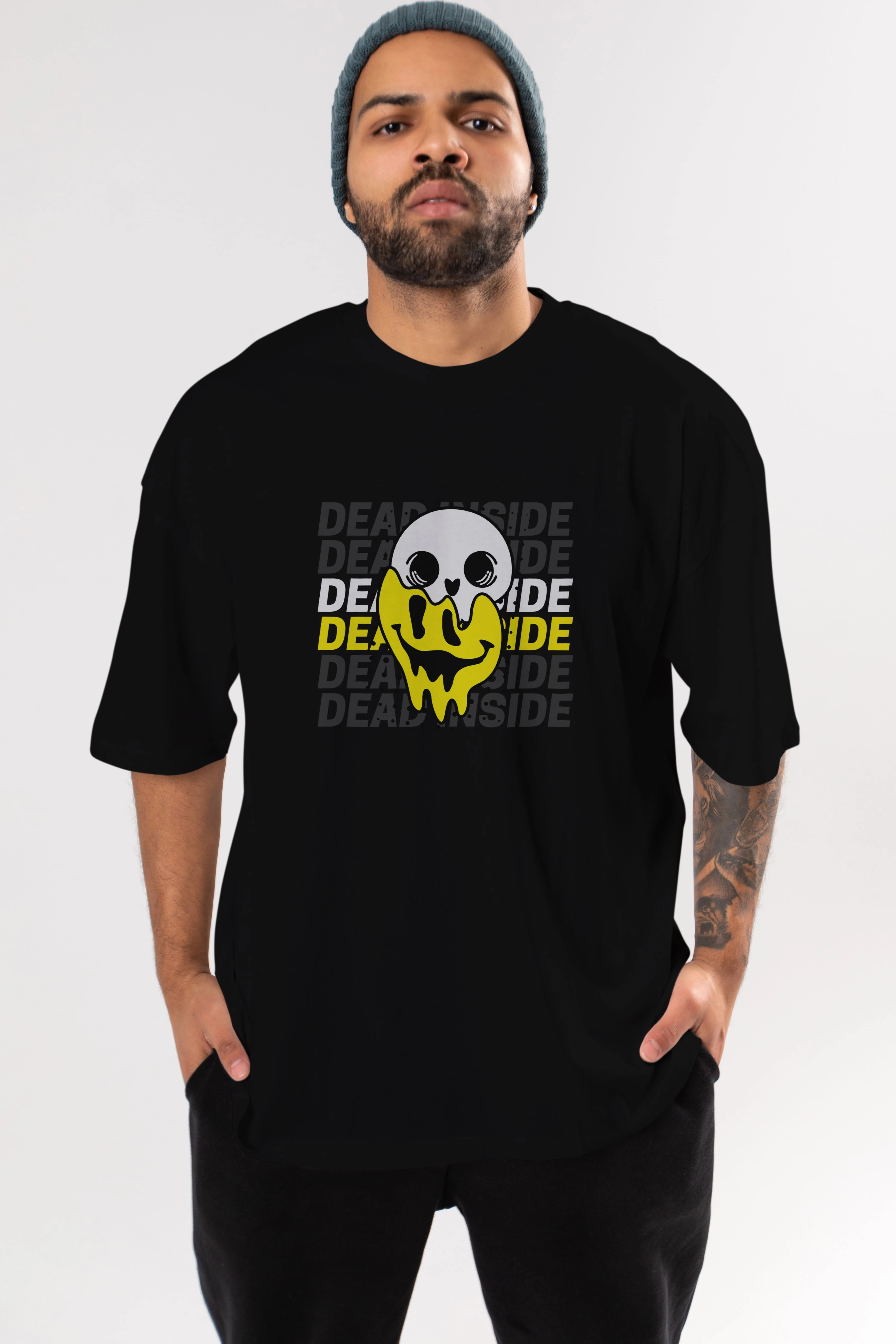 Dead Inside Yazılı Ön Baskılı Oversize t-shirt Erkek Kadın Unisex