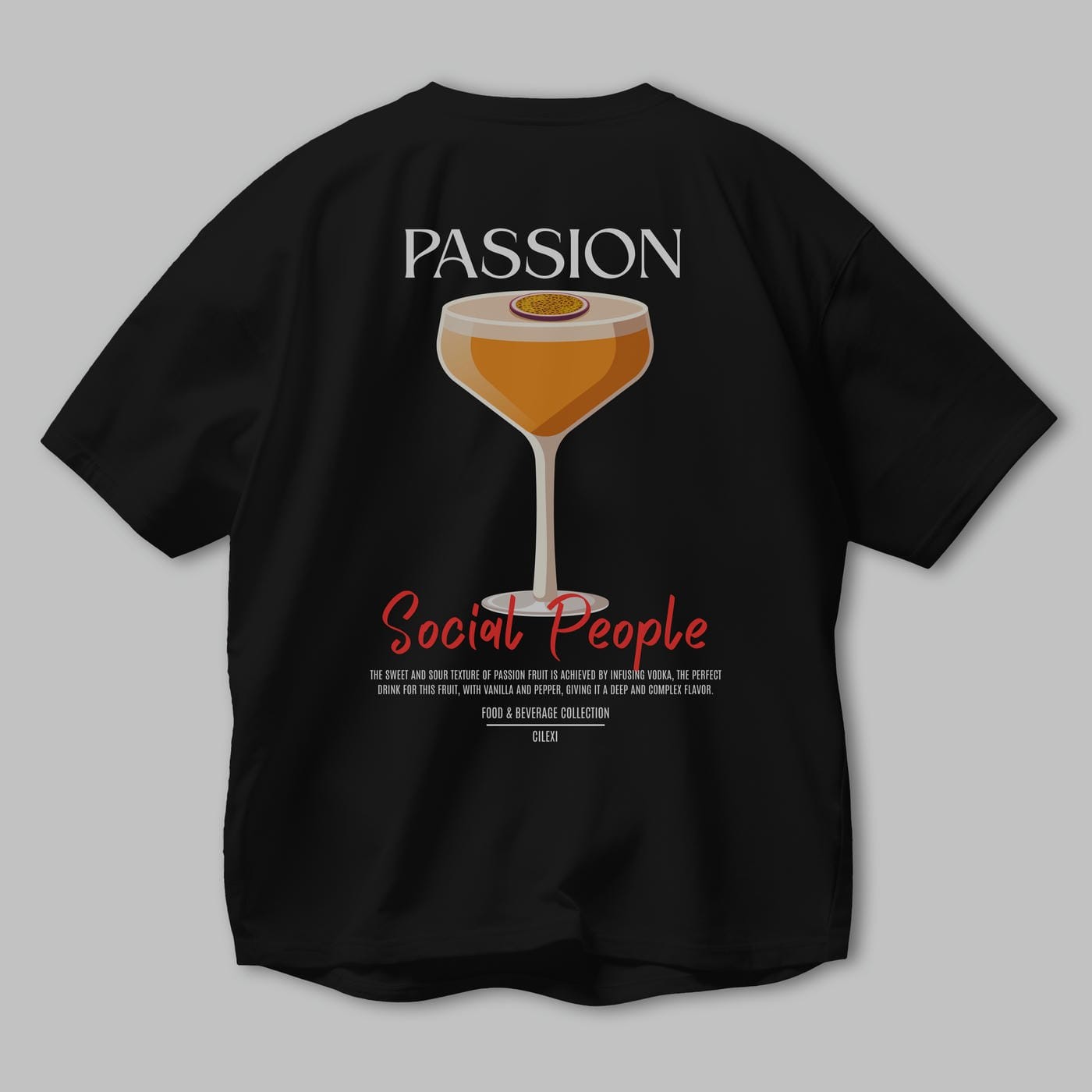Passion Kokteyl Serisi Baskılı Oversize t-shirt Erkek Kadın Unisex %100 Pamuk Bisiklet Yaka tişort