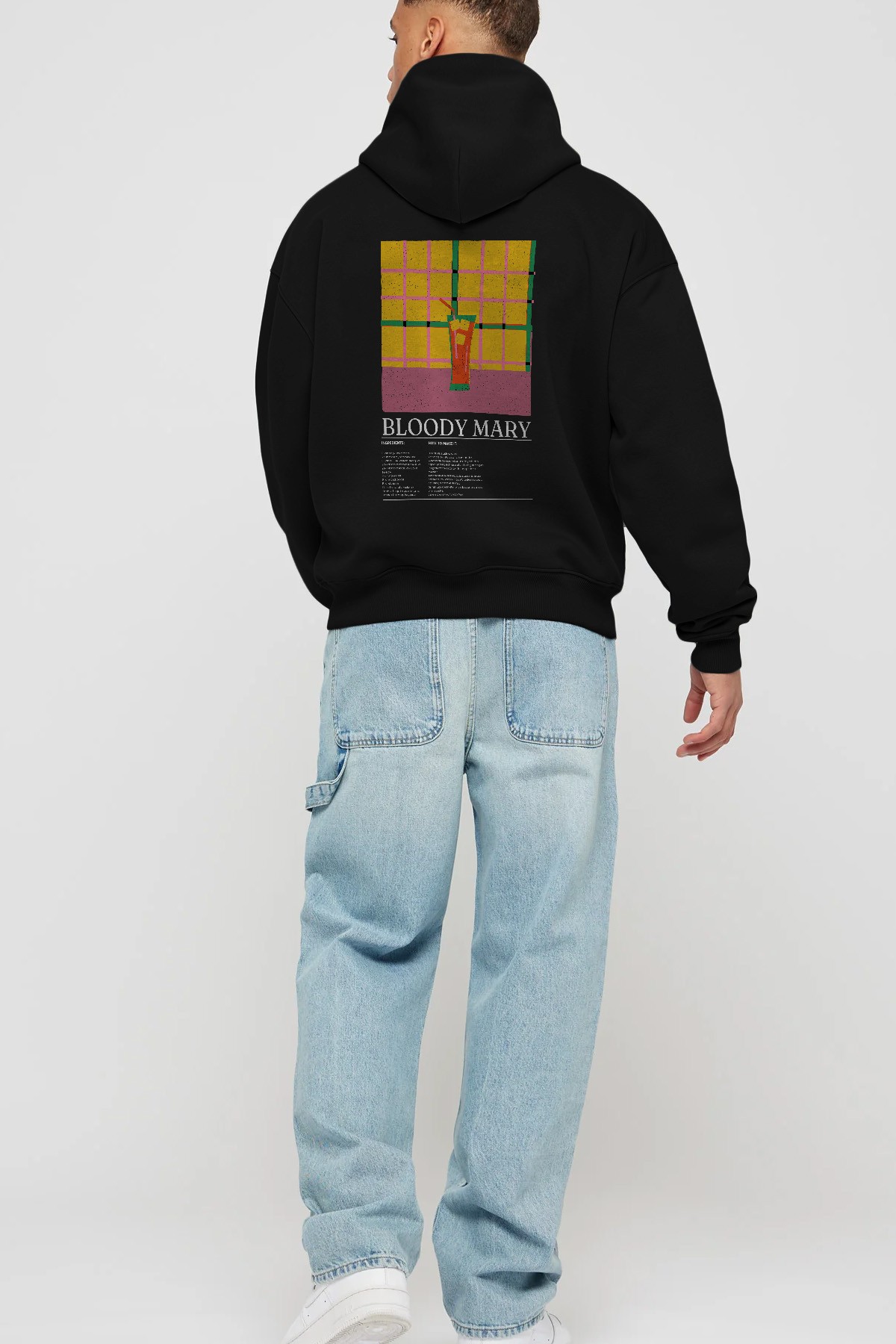 Bloody Mary Kokteyl Arka Baskılı Hoodie Oversize Kapüşonlu Sweatshirt Erkek Kadın