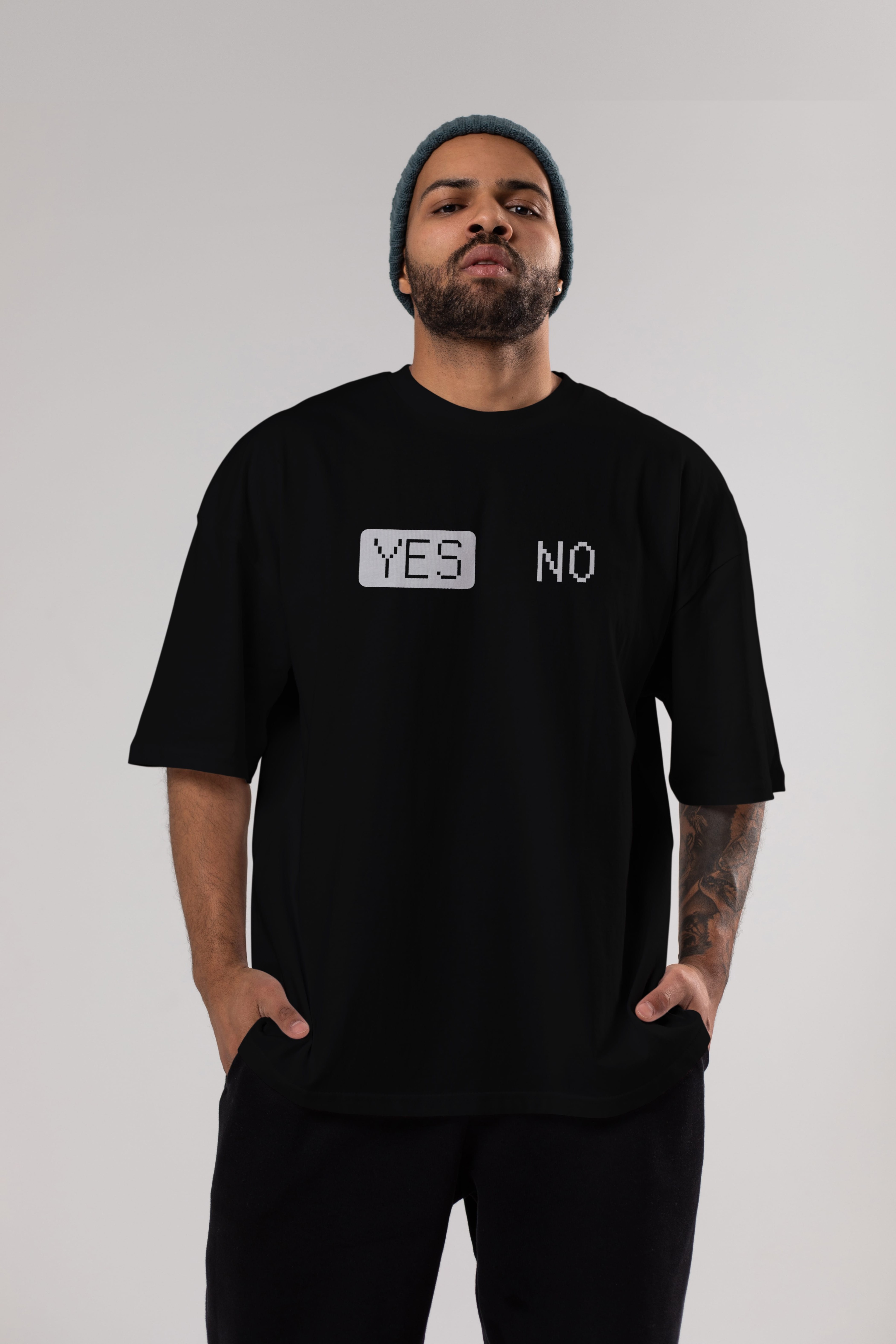 Yes No Ön Baskılı Oversize t-shirt %100 pamuk Erkek Kadın Unisex
