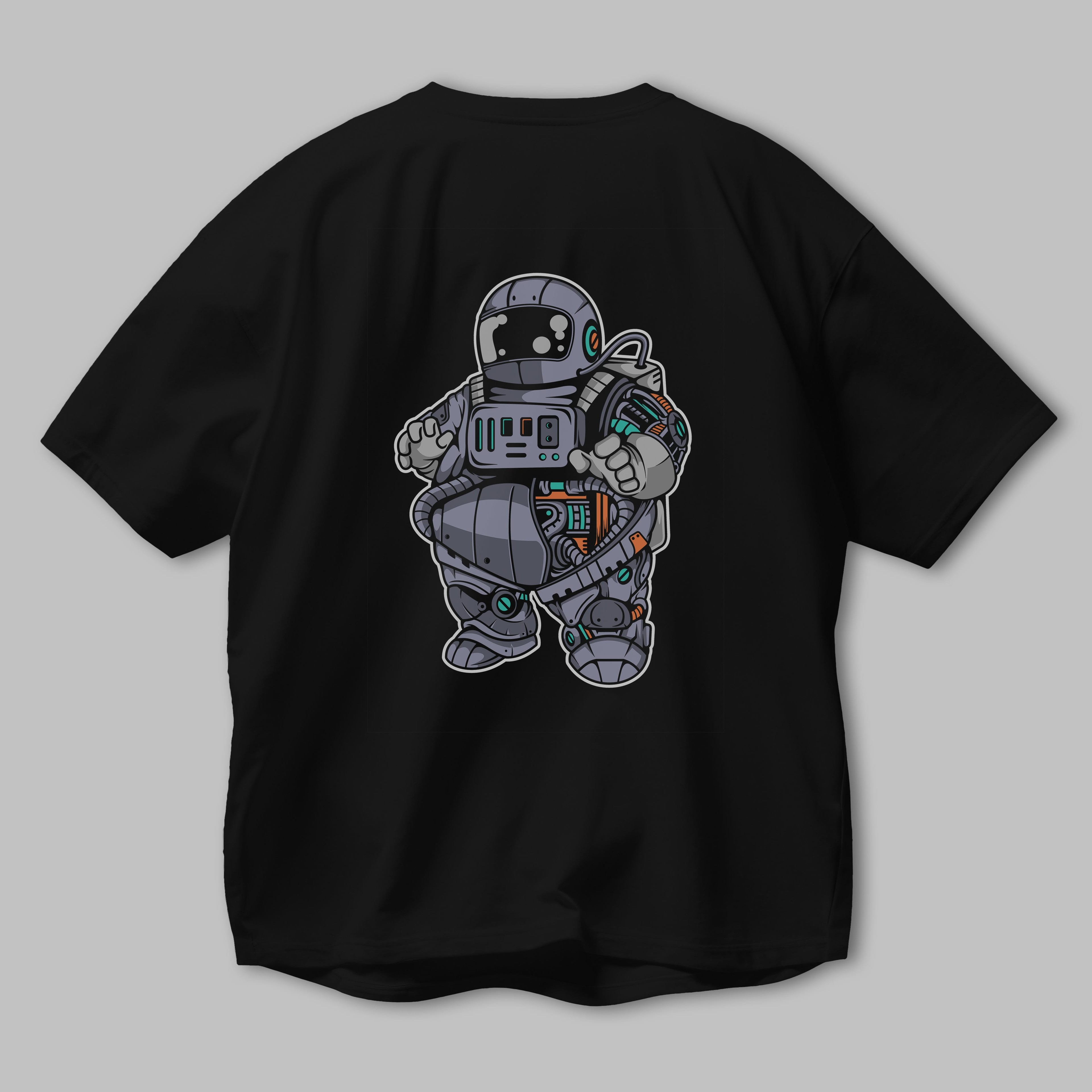 Fat Astronaut Robot Arka Baskılı Oversize t-shirt Erkek Kadın Unisex