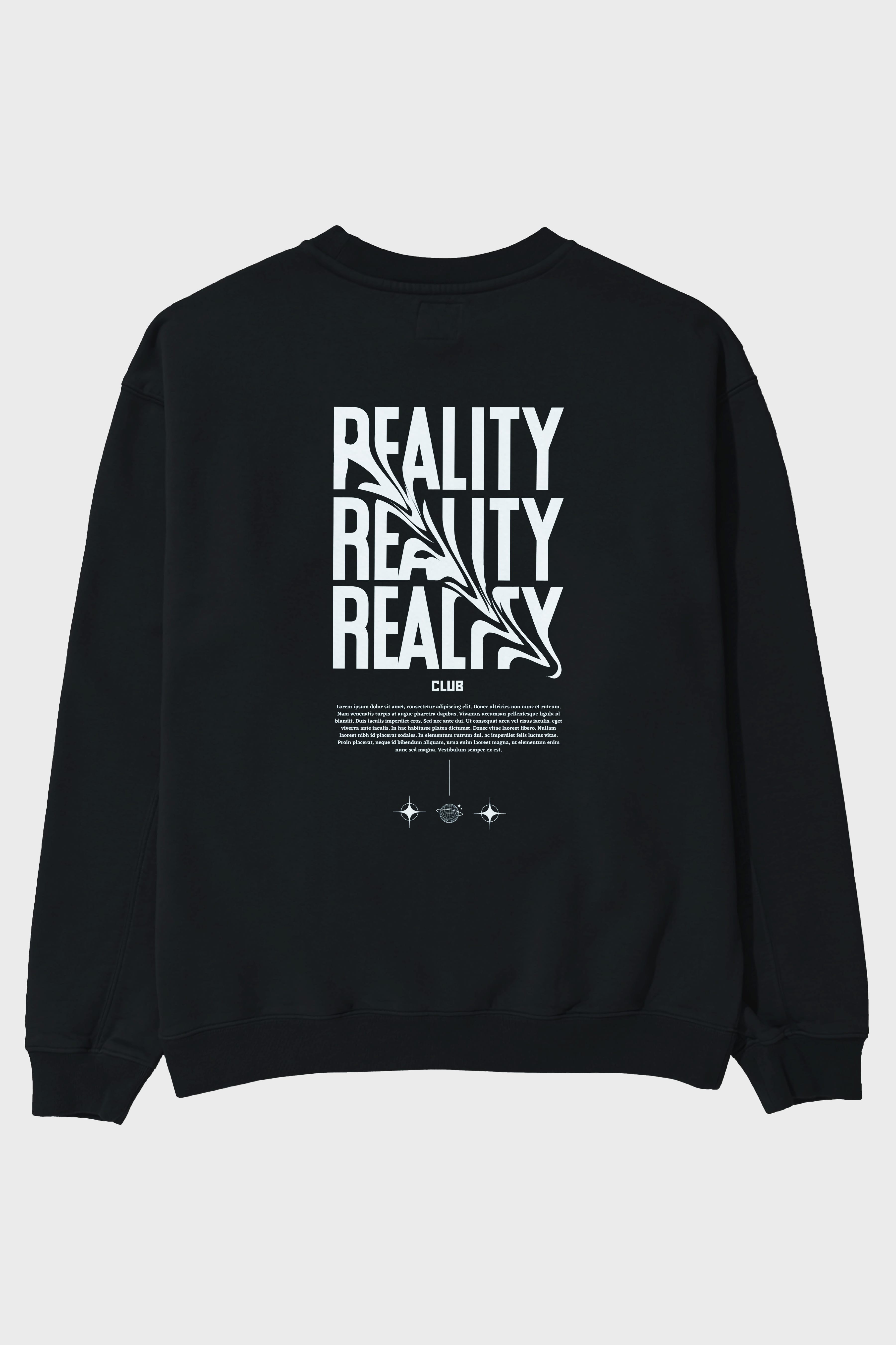 Reality Yazılı Arka Baskılı Oversize Sweatshirt Erkek Kadın Unisex