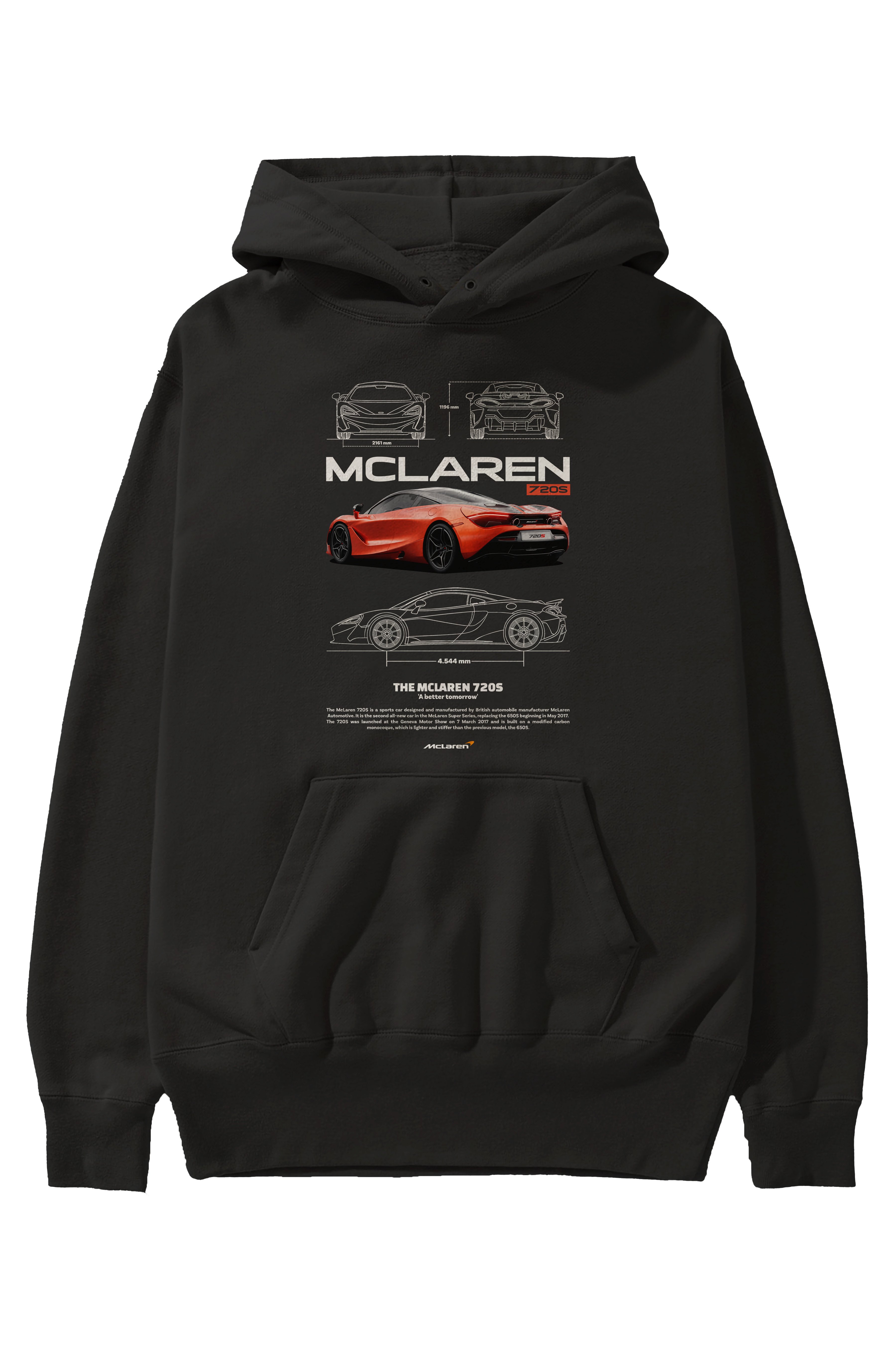 MCLAREN 720S 1 Ön Baskılı Hoodie Oversize Kapüşonlu Sweatshirt Erkek Kadın Unisex