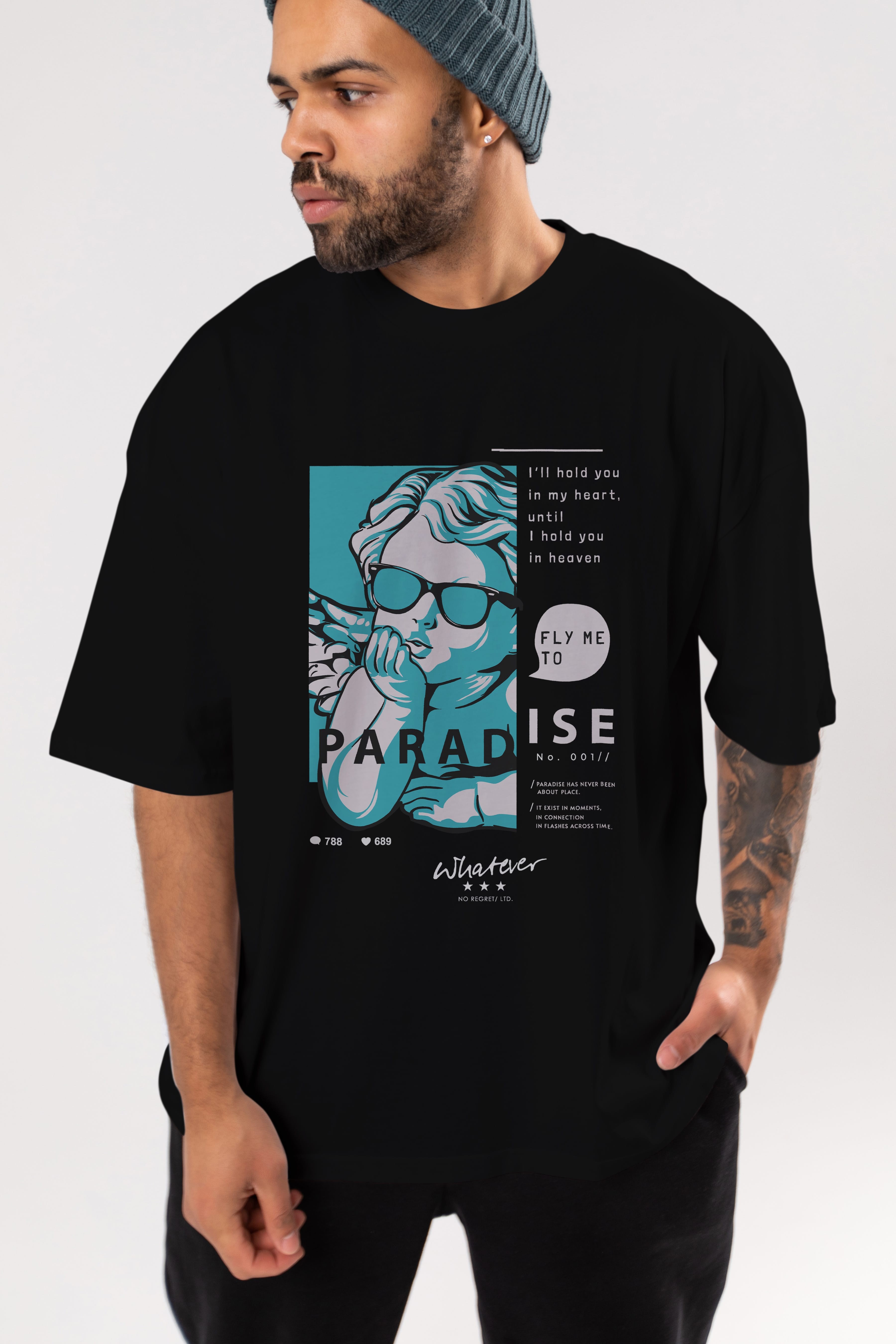 Paradise Fly to Me Ön Baskılı Oversize t-shirt Erkek Kadın Unisex