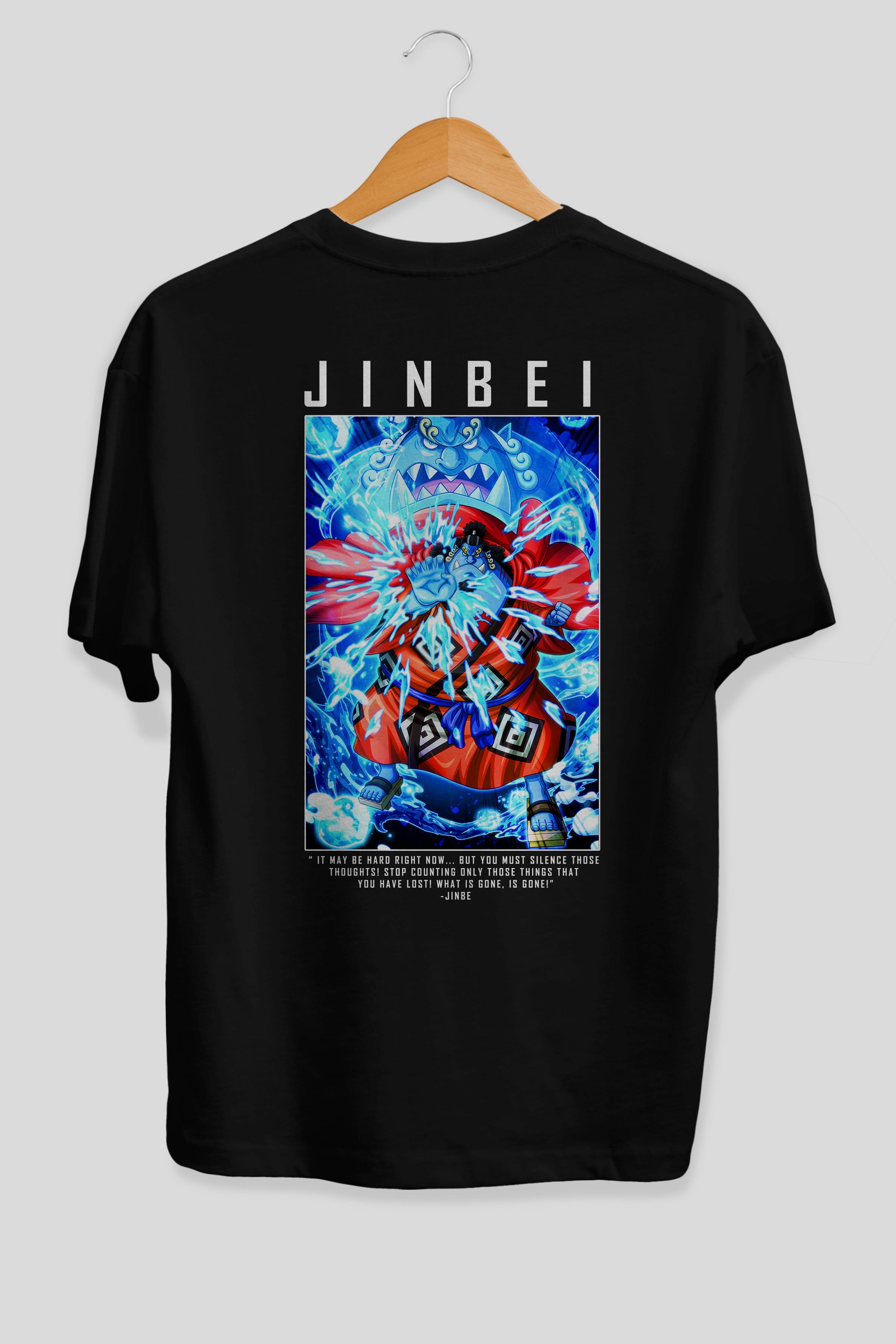 Jinbei Anime Arka Baskılı Oversize t-shirt Erkek Kadın Unisex %100 pamuk tişort