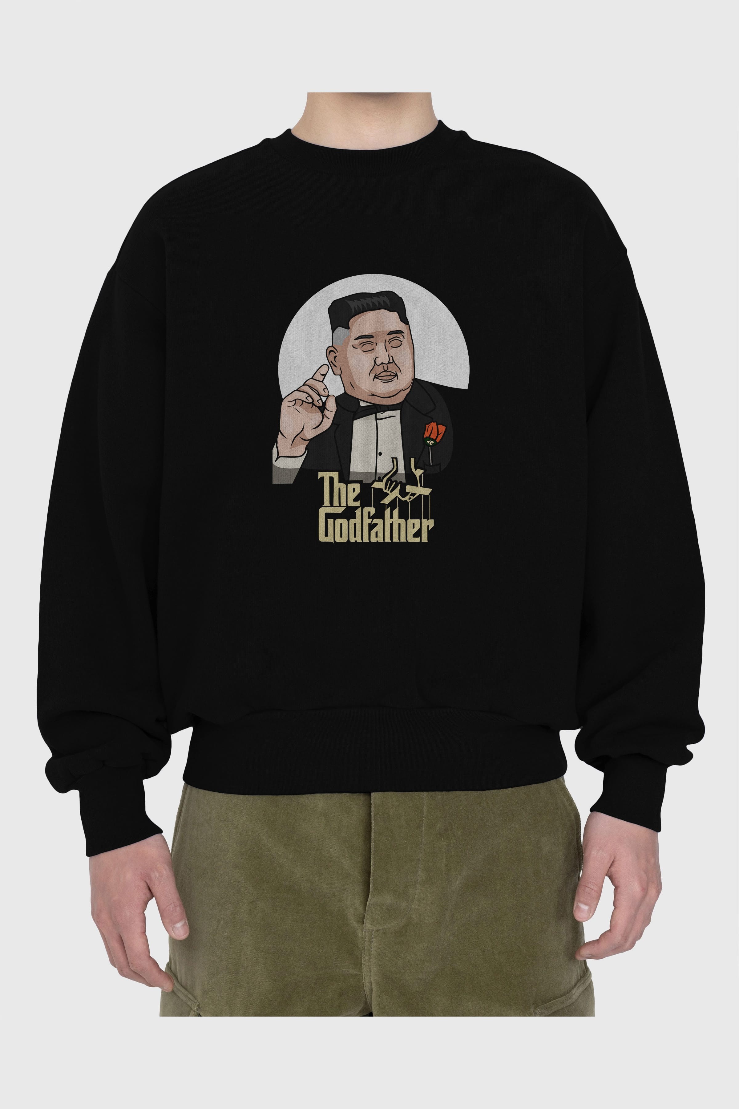Godfather Jong Un Ön Baskılı Oversize Sweatshirt Erkek Kadın Unisex