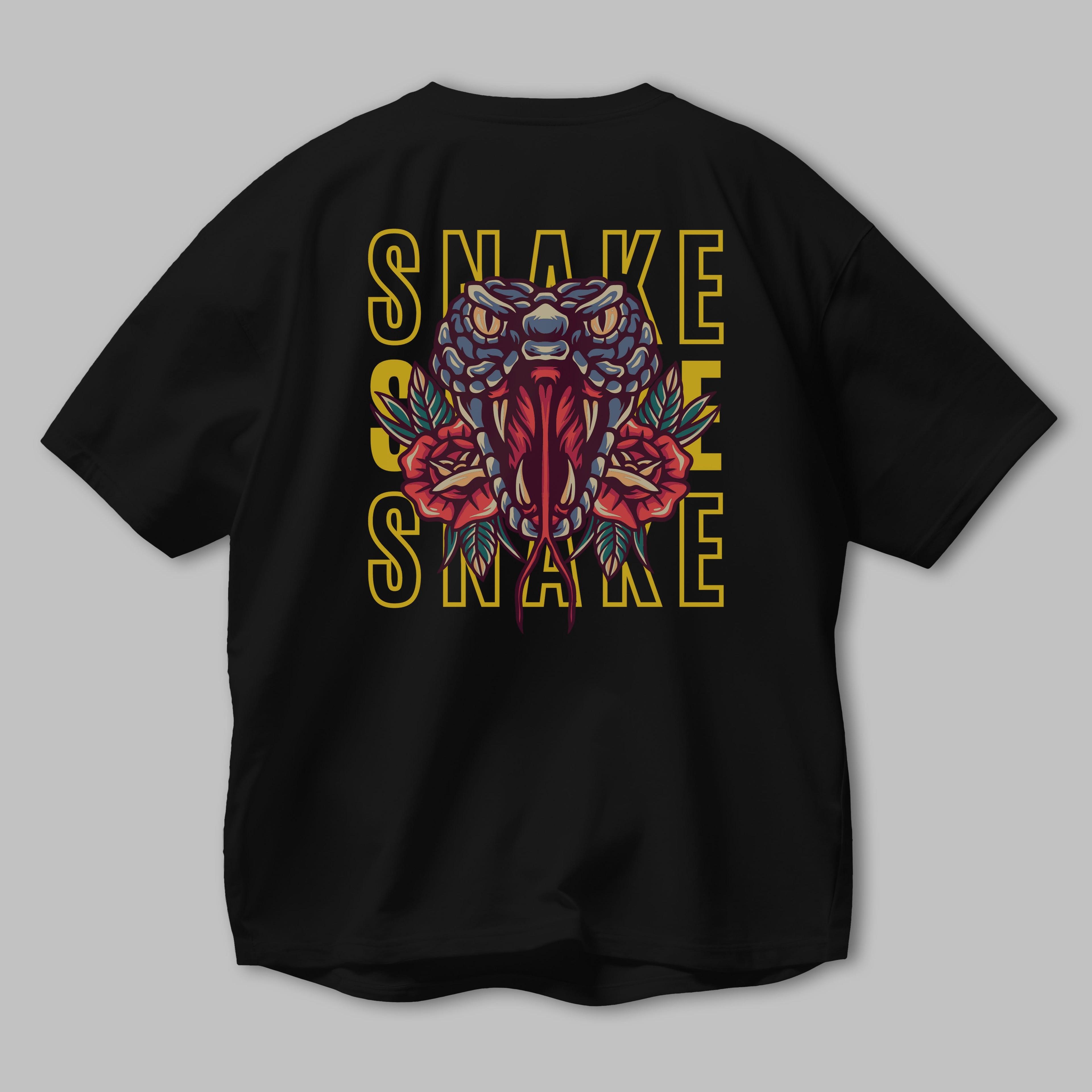 Snake Arka Baskılı Oversize t-shirt Erkek Kadın Unisex