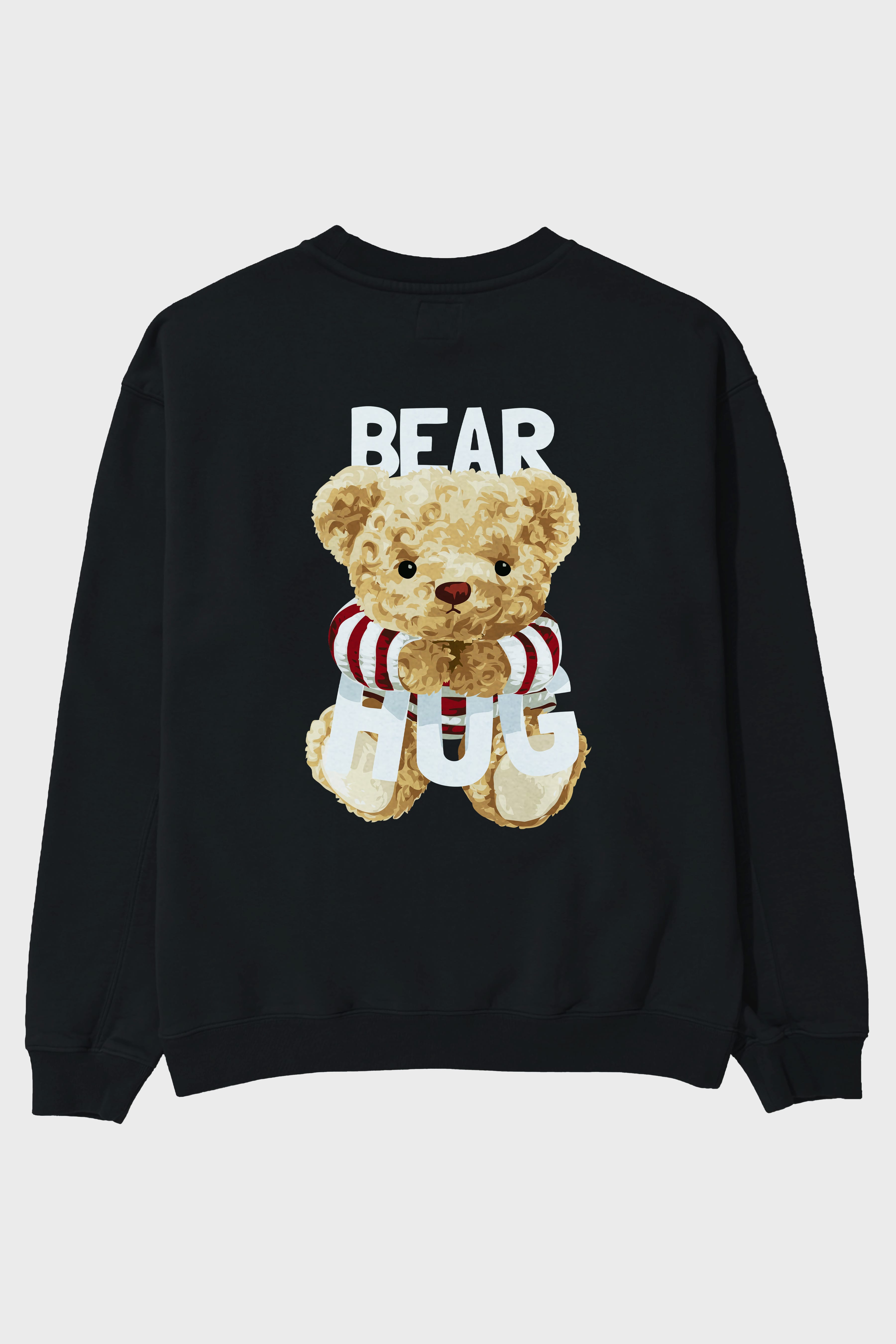 Teddy Bear Hug Arka Baskılı Oversize Sweatshirt Erkek Kadın Unisex