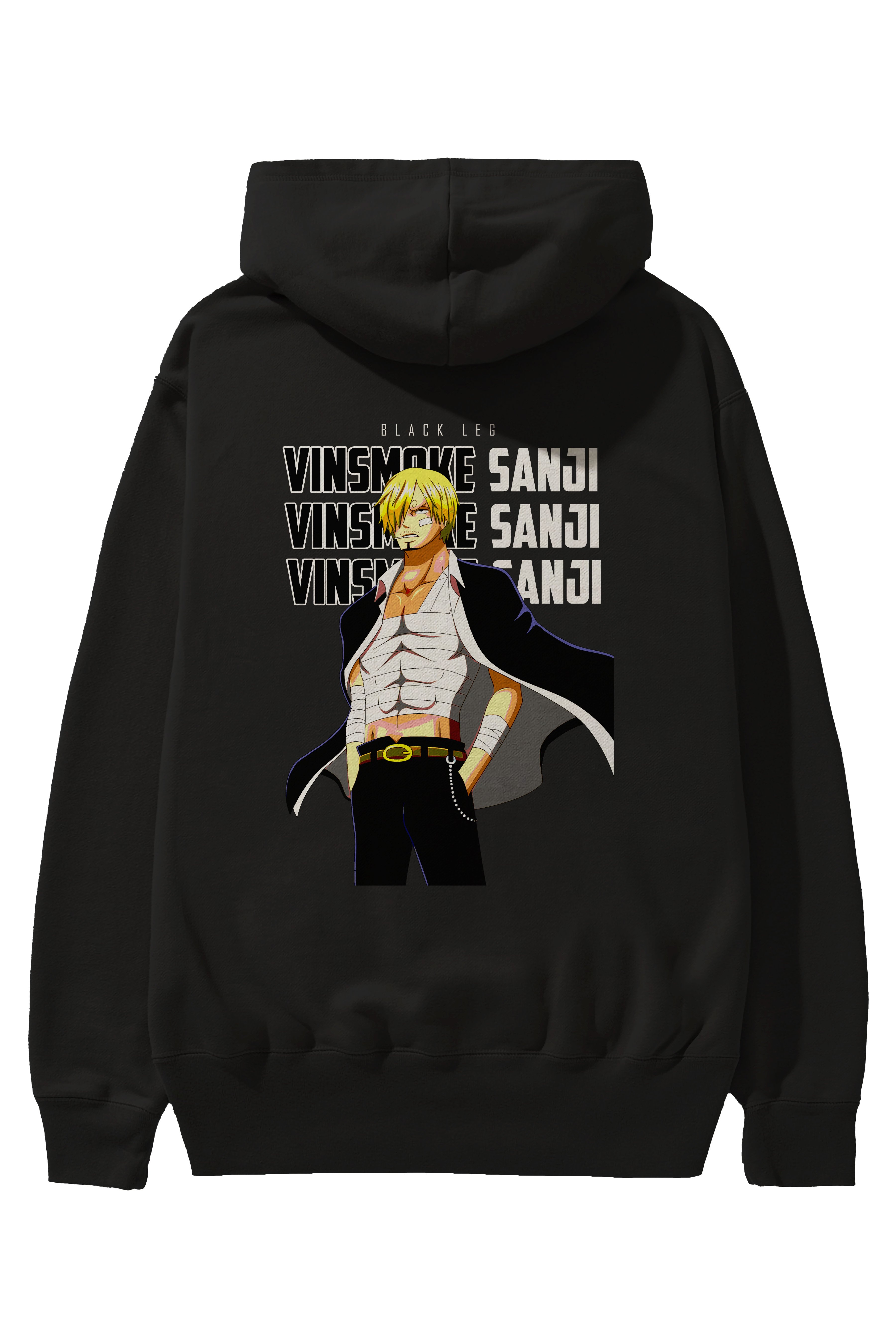 Sanji Anime Arka Baskılı Hoodie Oversize Kapüşonlu Sweatshirt Erkek Kadın Unisex