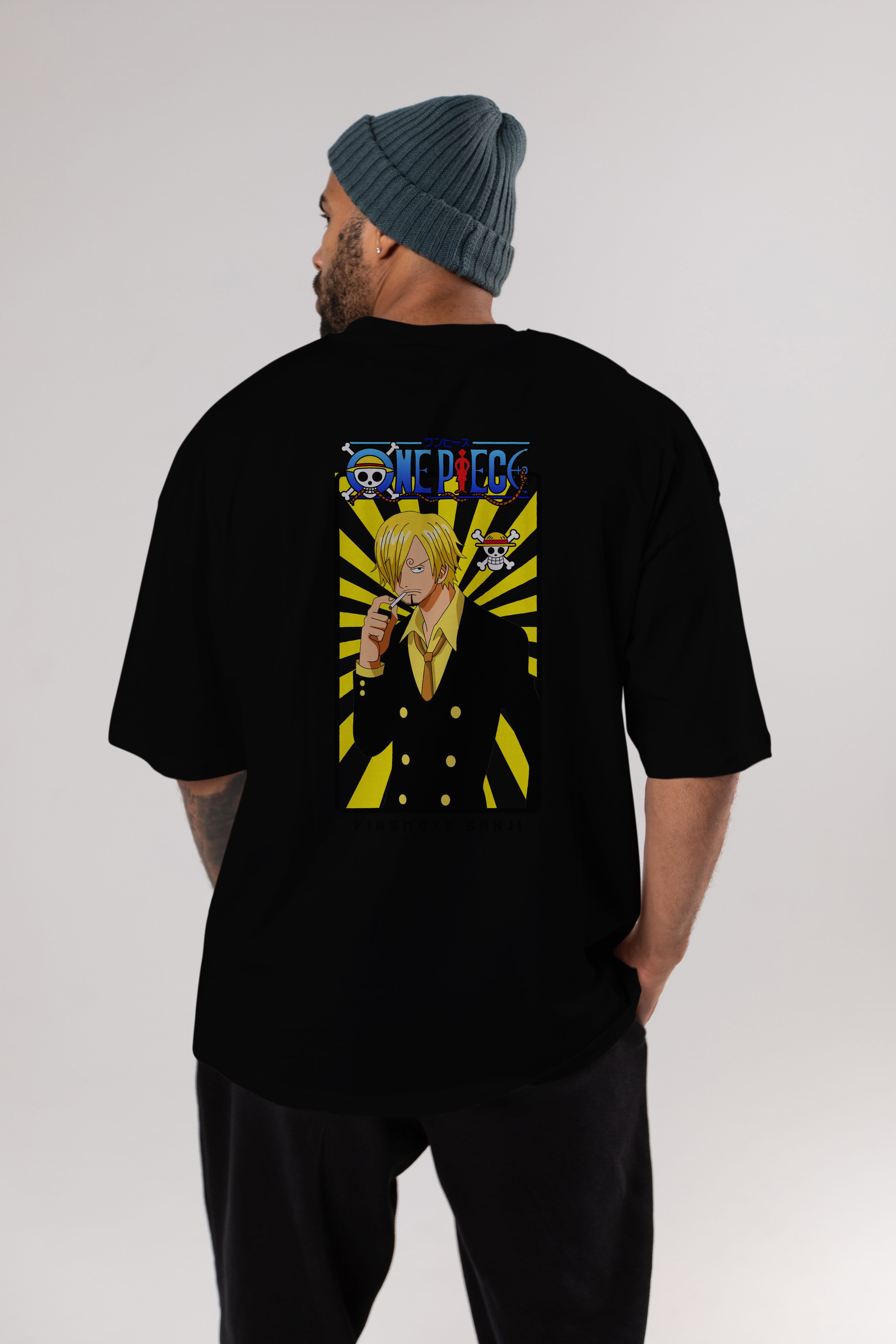 Sanji 4 Anime Arka Baskılı Oversize t-shirt Erkek Kadın Unisex %100 pamuk tişort