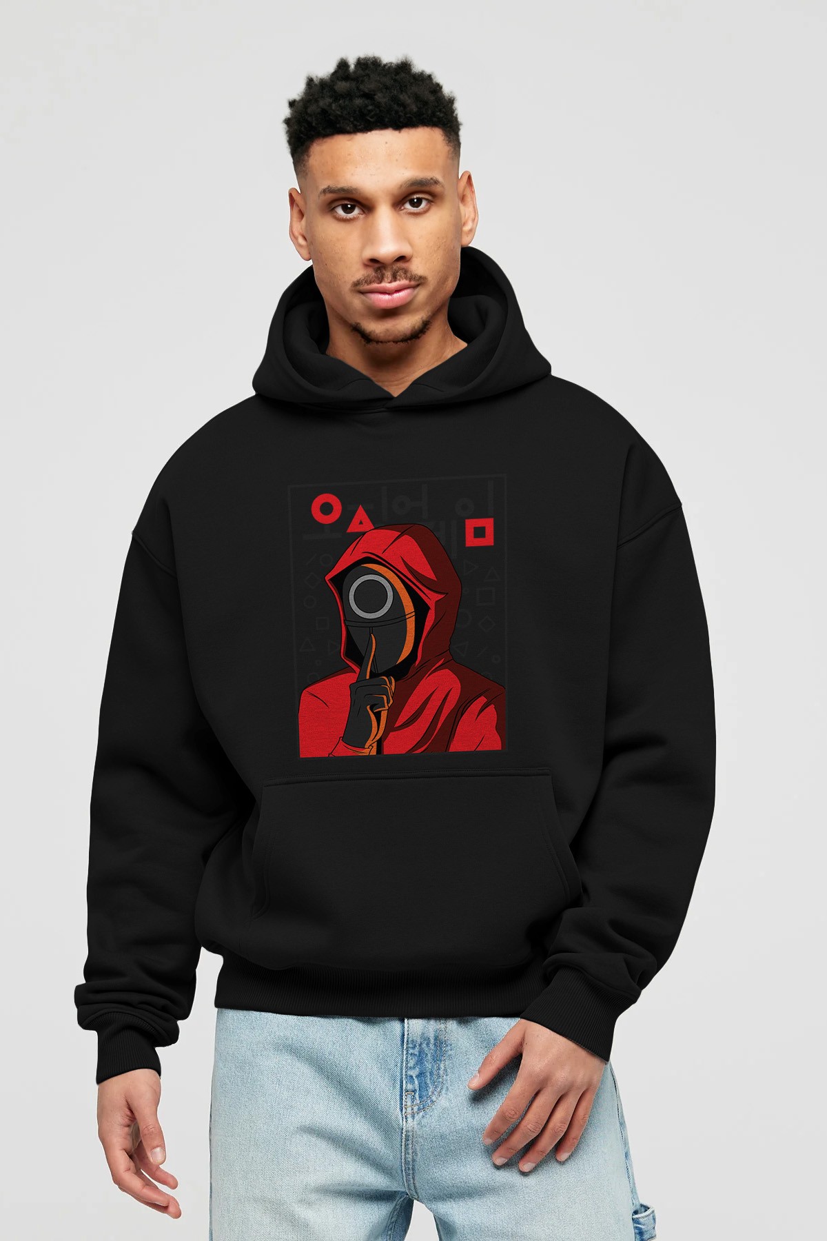 Squid Game (5) Ön Baskılı Hoodie Oversize Kapüşonlu Sweatshirt Erkek Kadın Unisex