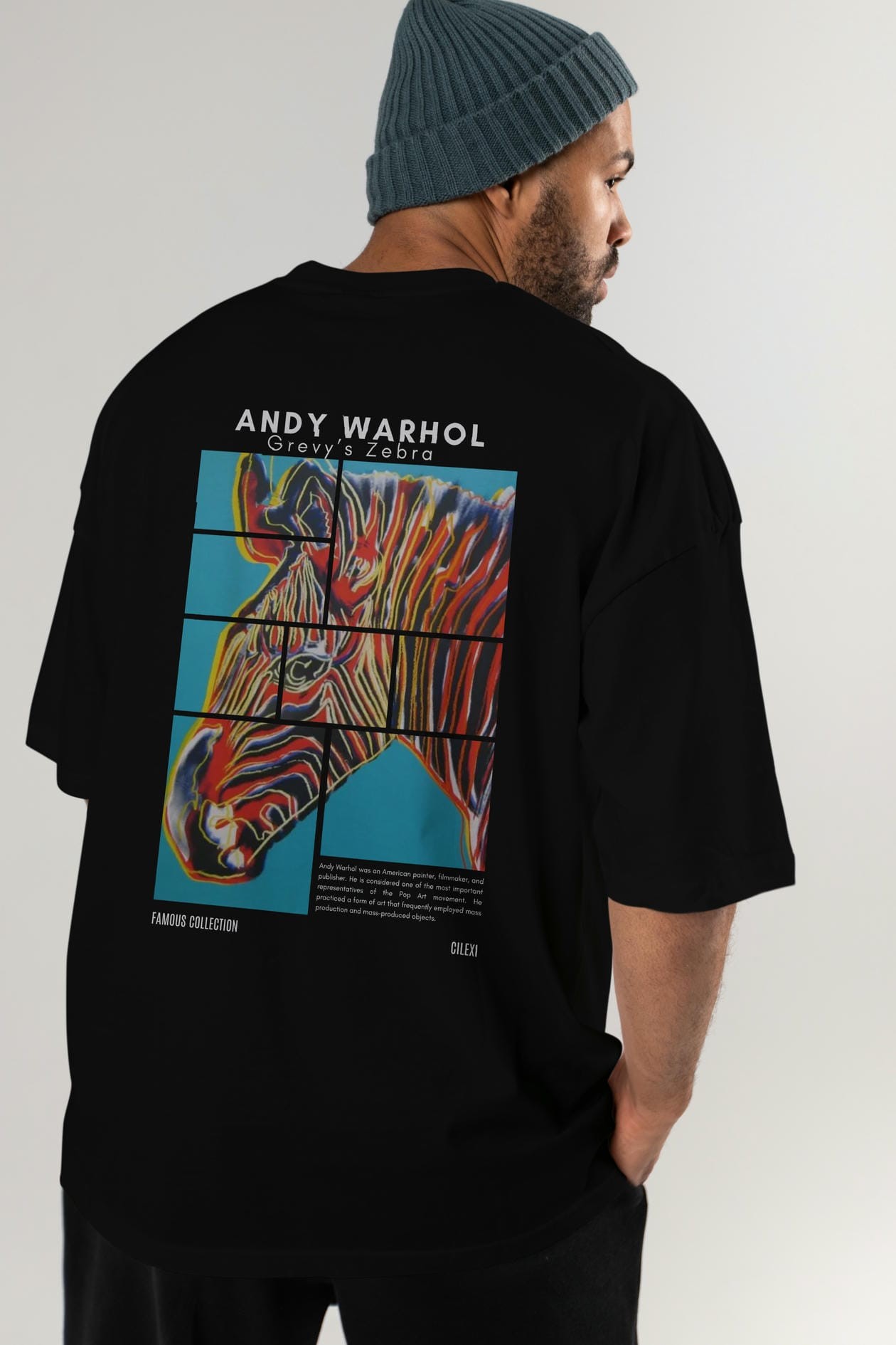 Andy Warhol Arka Baskılı Oversize t-shirt Erkek Kadın Bisiklet Yaka Pamuk tişort