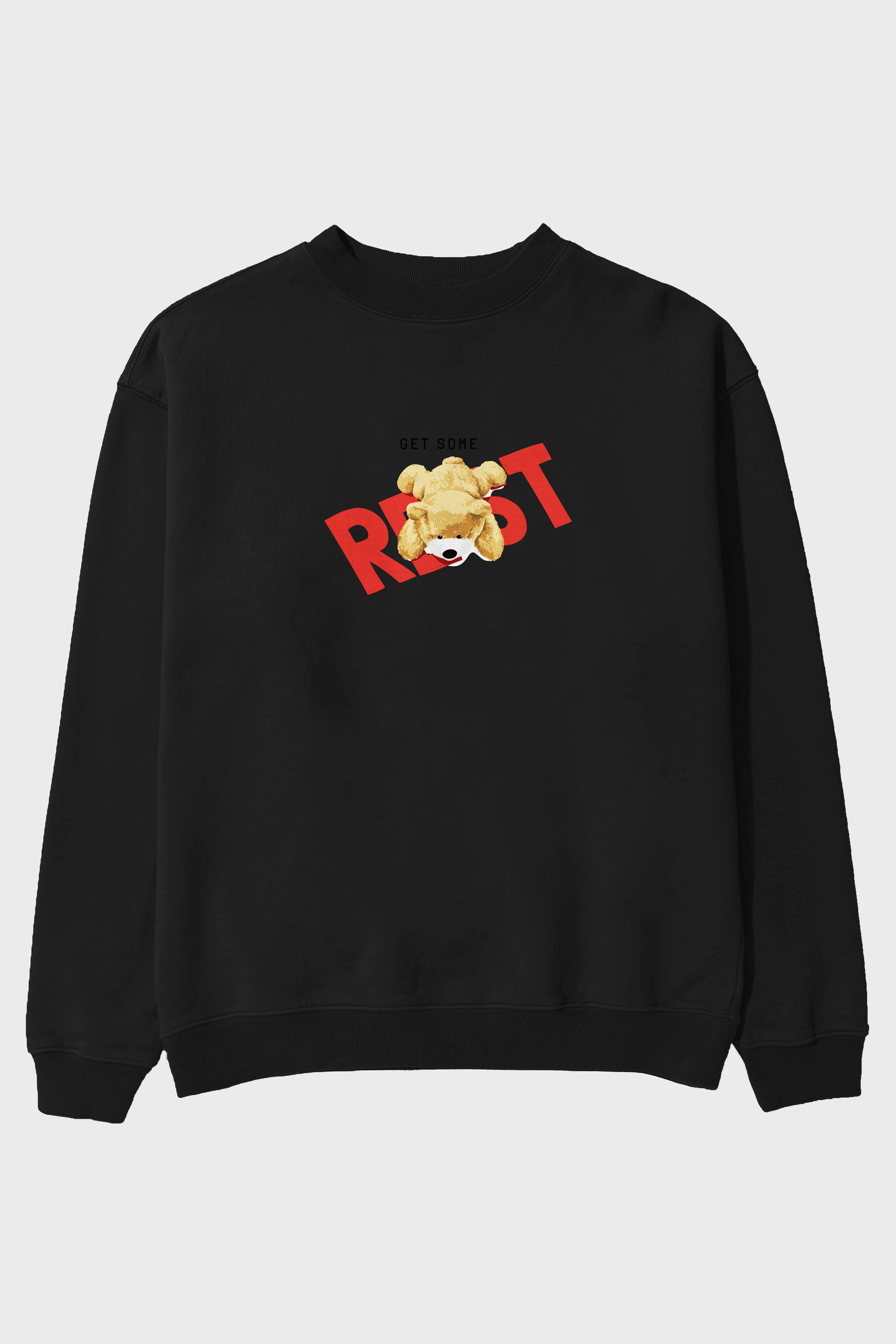 Teddy Bear Rest Ön Baskılı Oversize Sweatshirt Erkek Kadın Unisex