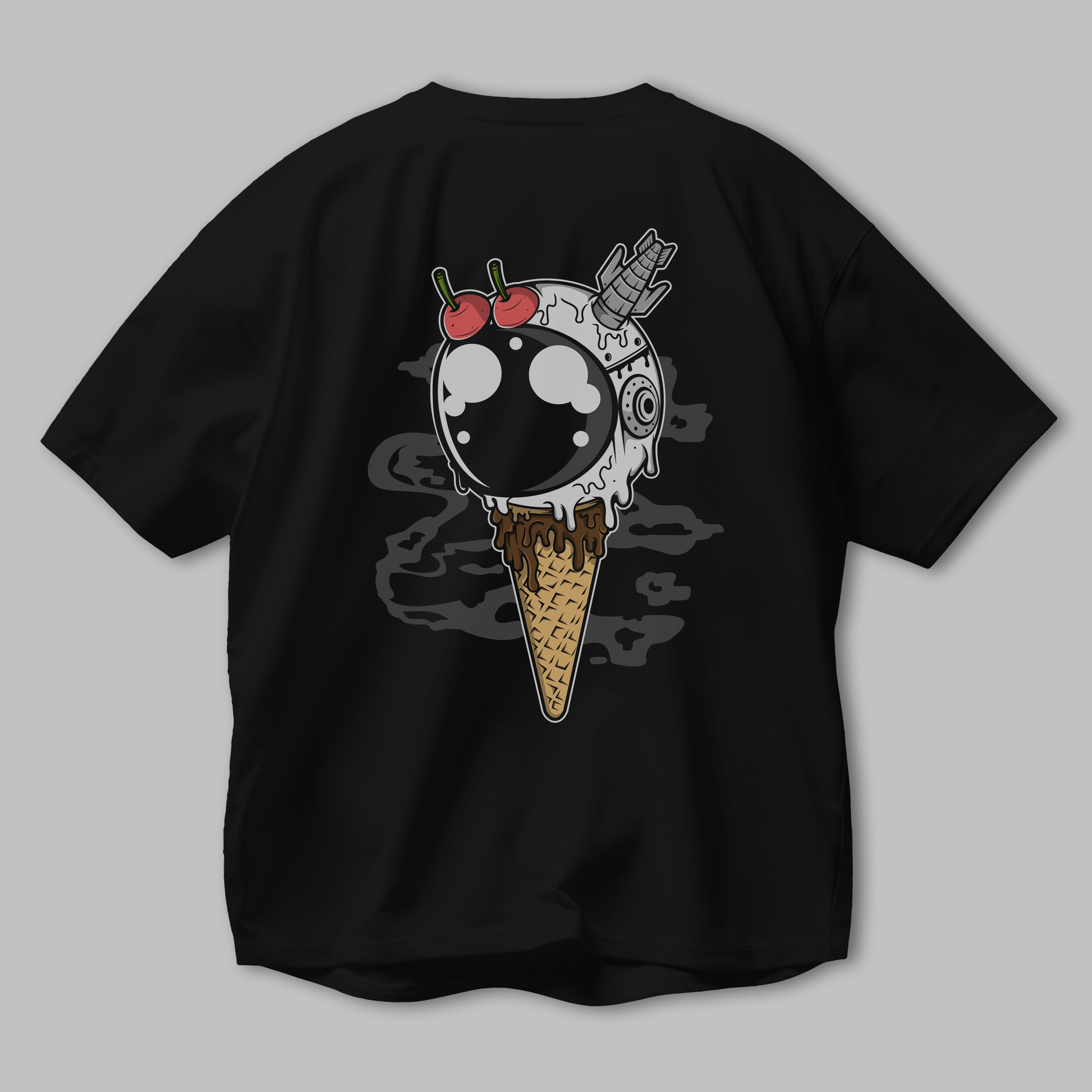 Astronaut Ice Cream Arka Baskılı Oversize t-shirt Erkek Kadın Unisex