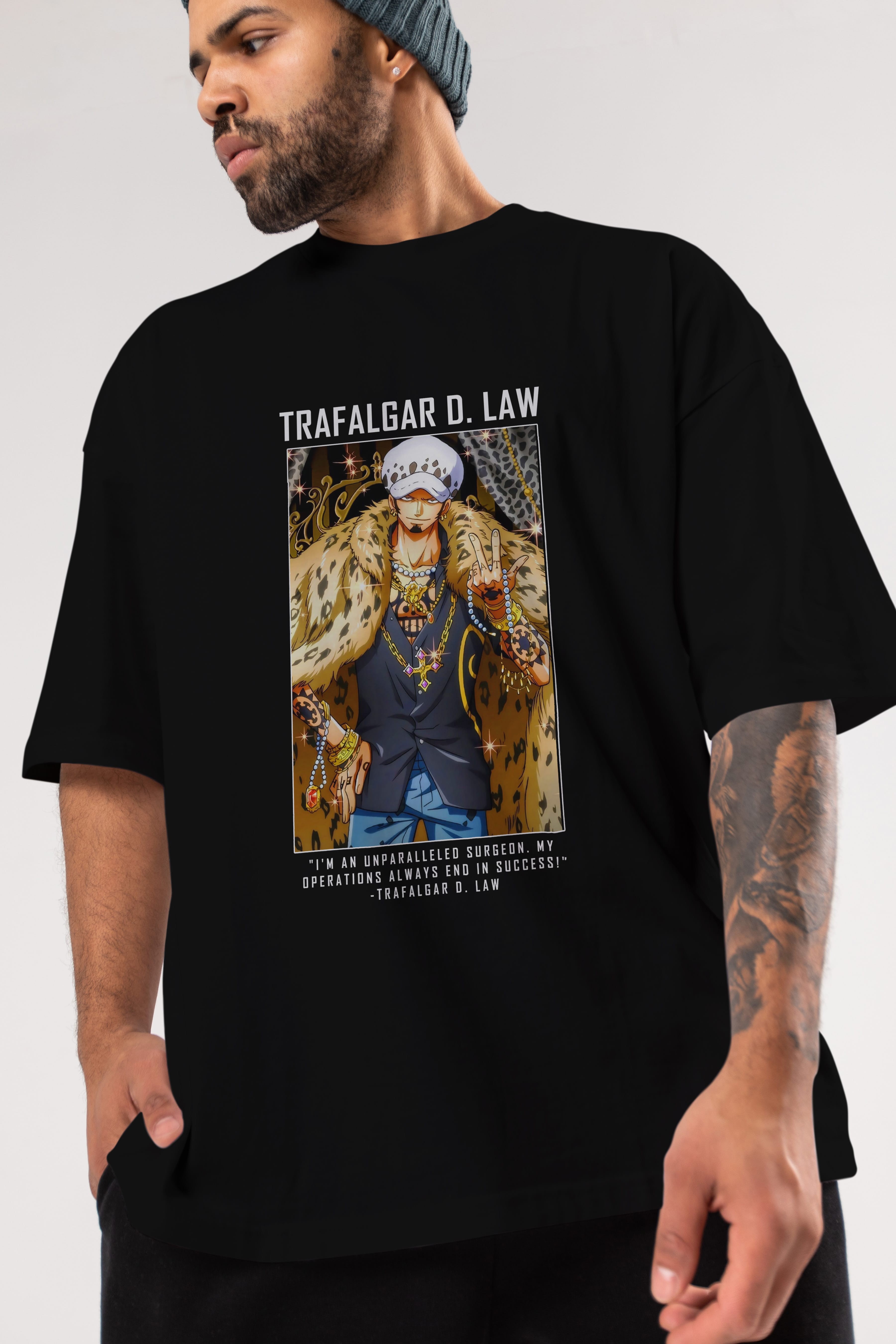 Trafalgar D. Water Law 2 Anime Ön Baskılı Oversize t-shirt Erkek Kadın Unisex