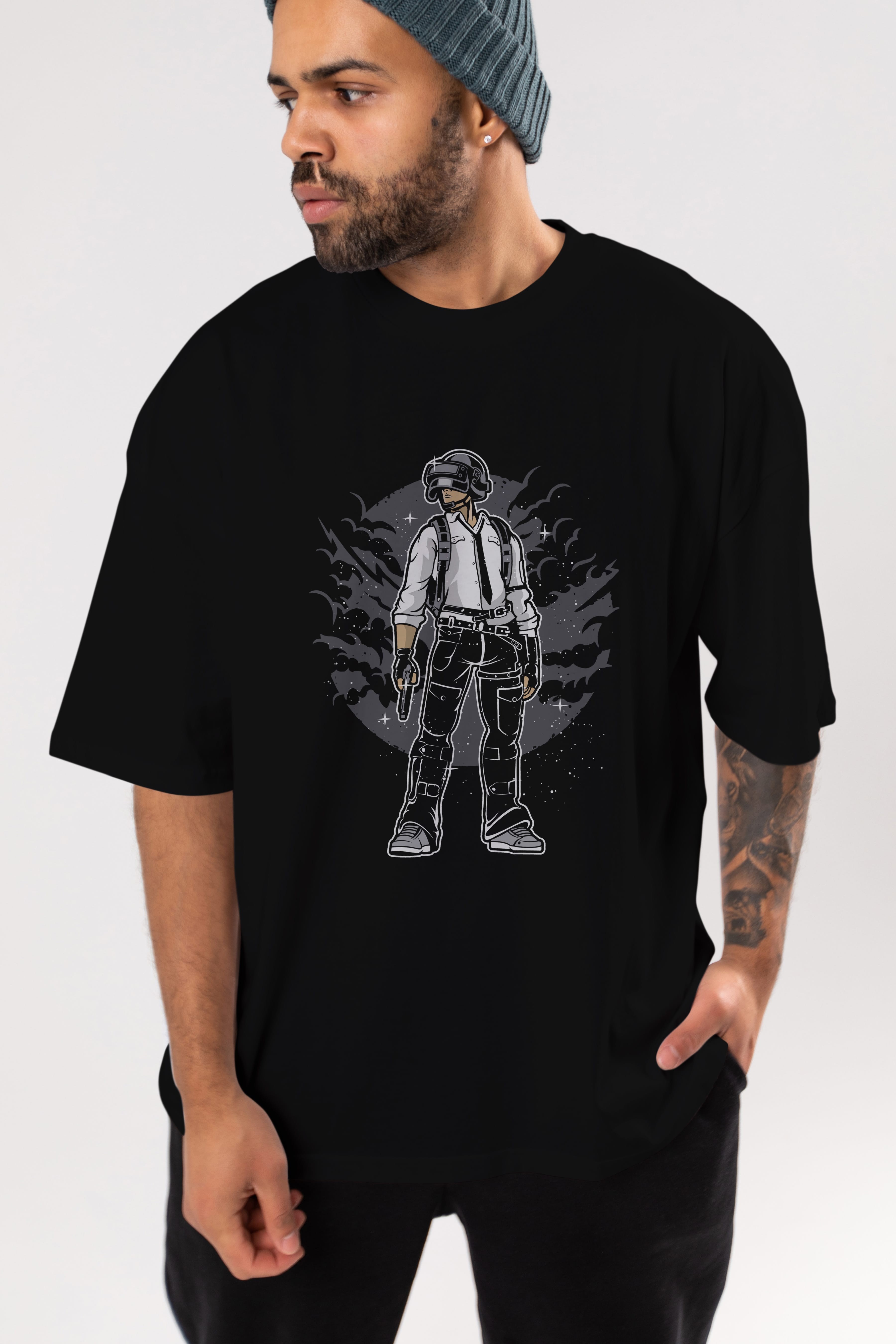 PUBG Ön Baskılı Oversize t-shirt Erkek Kadın Unisex %100 Pamuk tişort