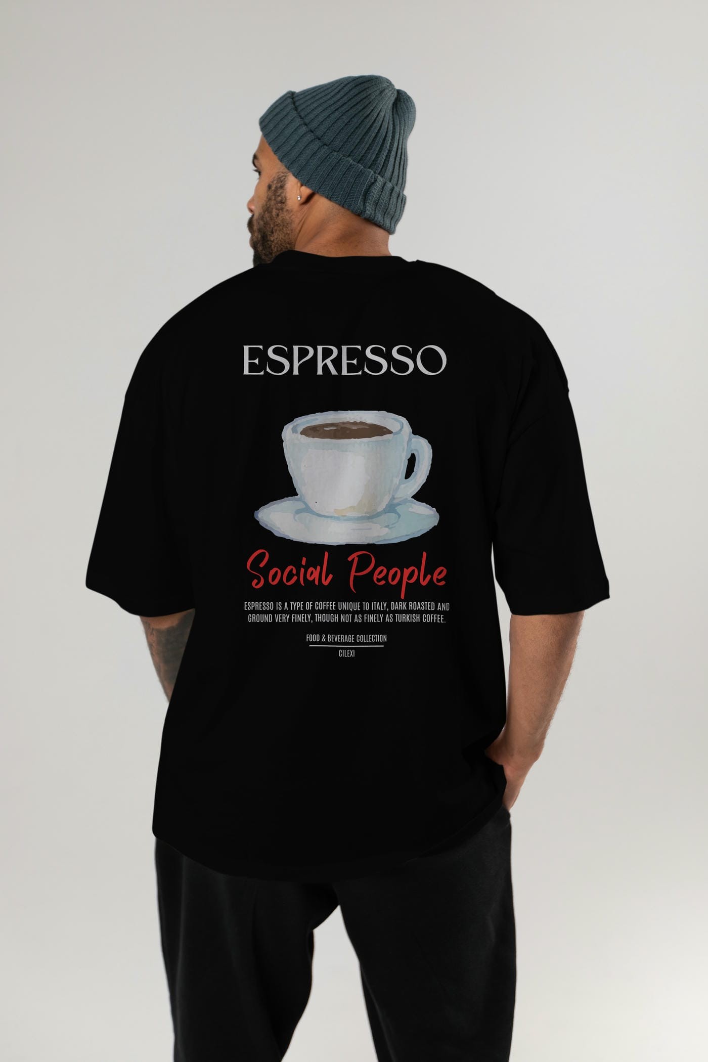Espresso Kokteyl Serisi Baskılı Oversize t-shirt Erkek Kadın Unisex %100 Pamuk Bisiklet Yaka tişort