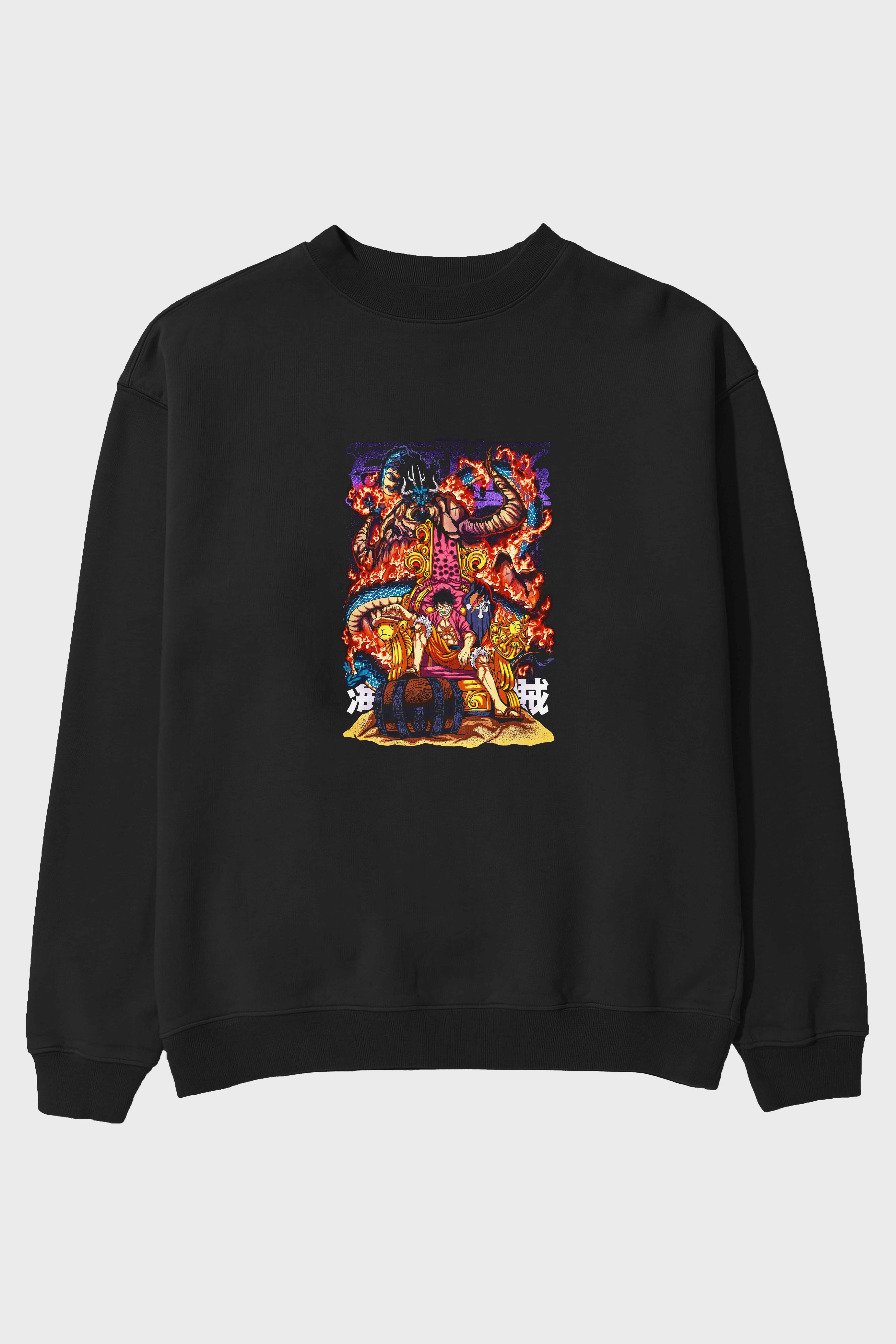 MONKEY D. LUFFY 1 Anime Ön Baskılı Oversize Sweatshirt Erkek Kadın Unisex