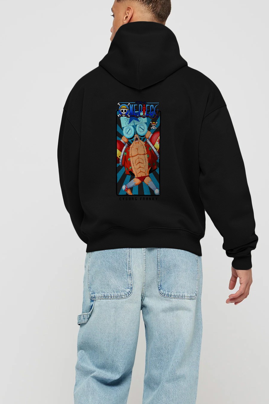 Franky Anime Arka Baskılı Hoodie Oversize Kapüşonlu Sweatshirt Erkek Kadın Unisex