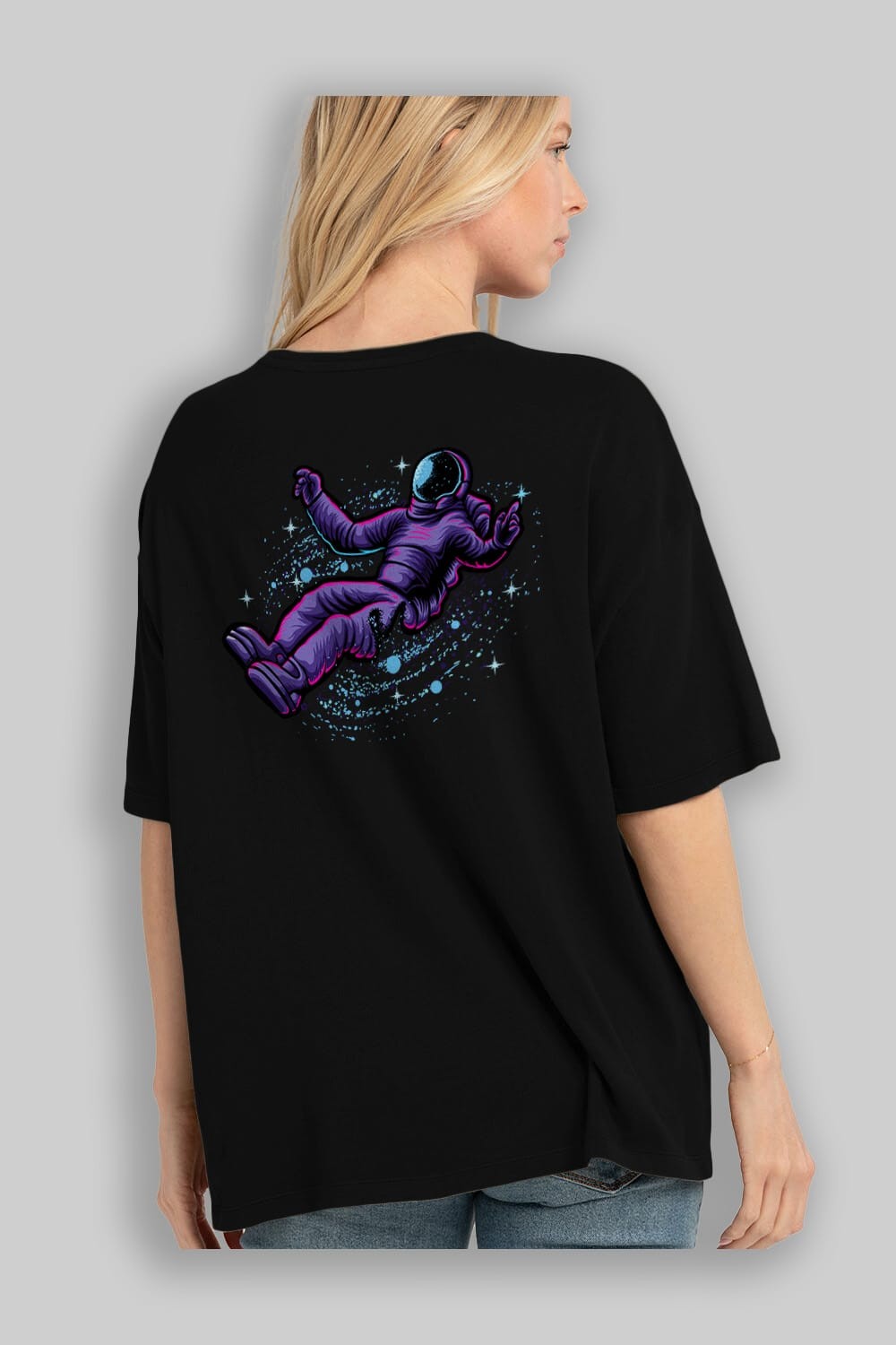 Having fun in outer space Arka Baskılı Oversize t-shirt Erkek Kadın Unisex