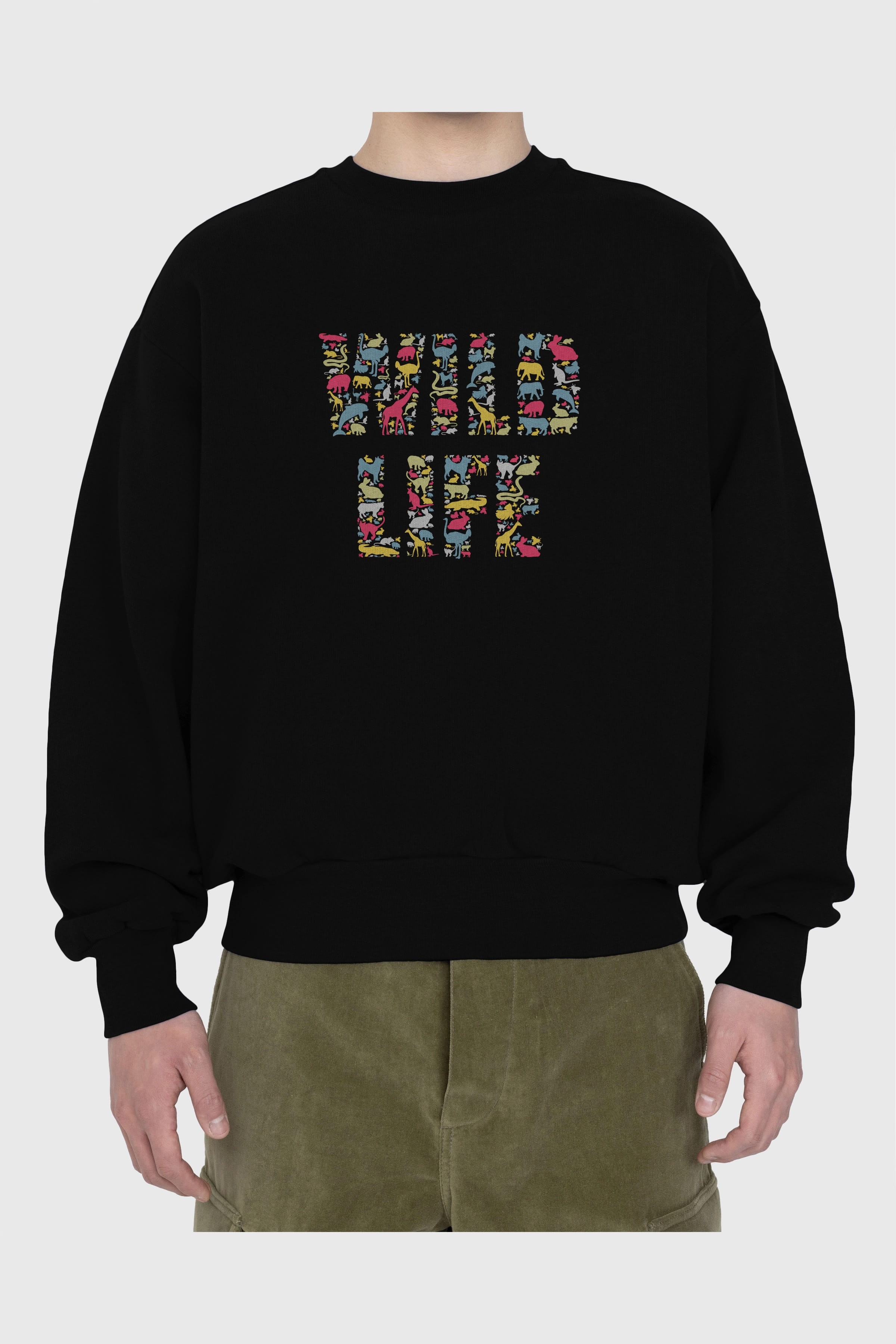 Wild Life Ön Baskılı Oversize Sweatshirt Erkek Kadın Unisex