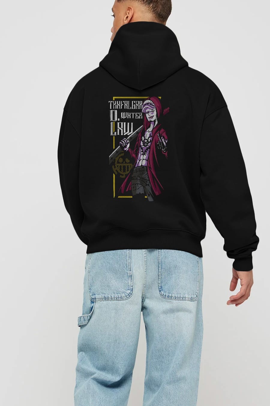 Trafalgar D. Water Law Anime Arka Baskılı Hoodie Oversize Kapüşonlu Sweatshirt Erkek Kadın Unisex