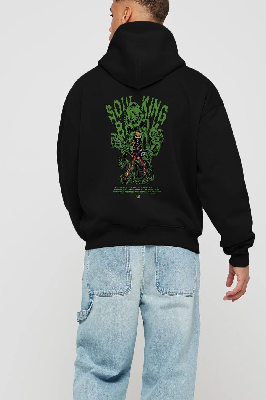 Soul King Brook Anime Arka Baskılı Hoodie Oversize Kapüşonlu Sweatshirt Erkek Kadın Unisex