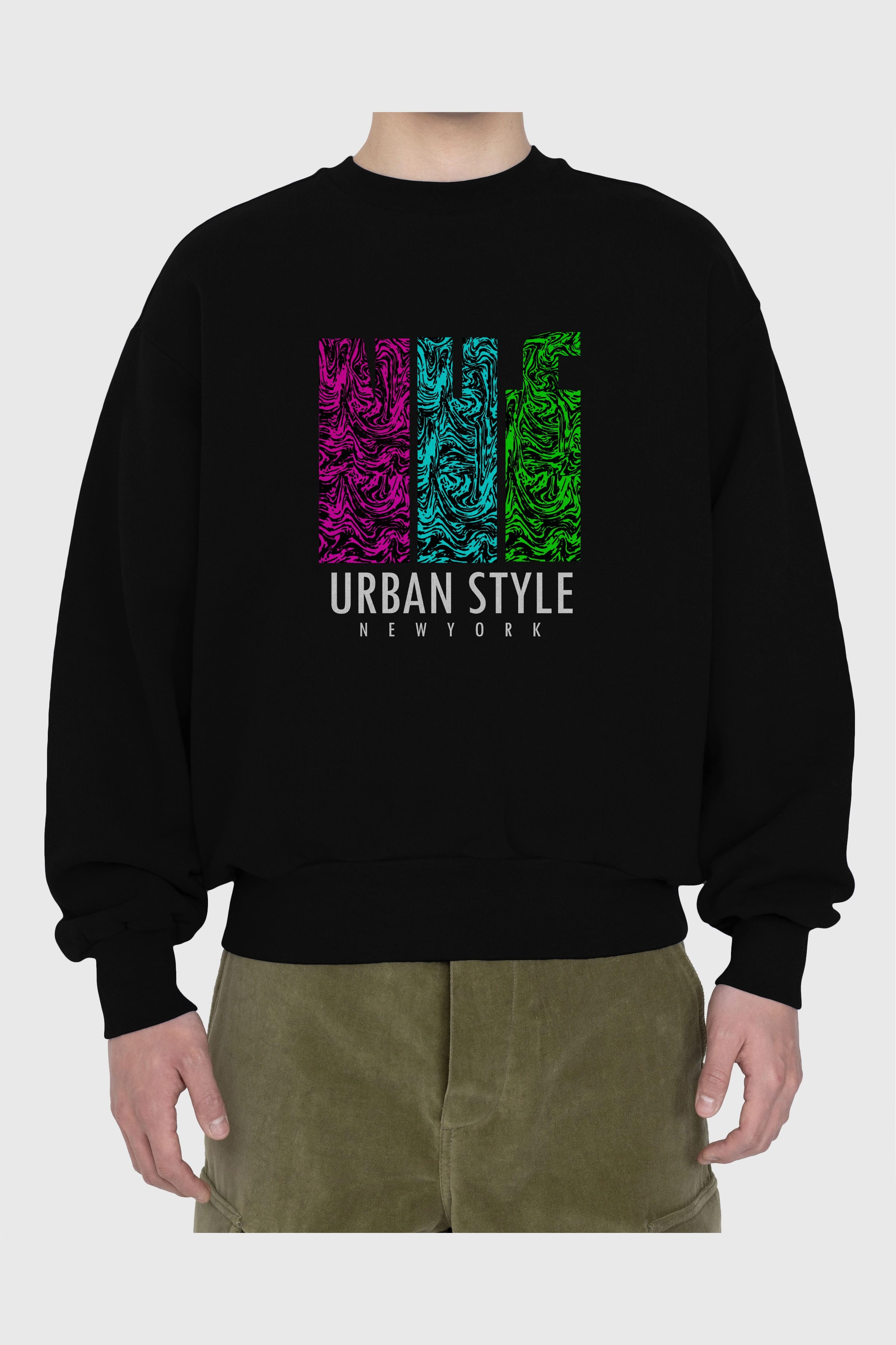 Urban Style Newyork Ön Baskılı Oversize Sweatshirt Erkek Kadın Unisex