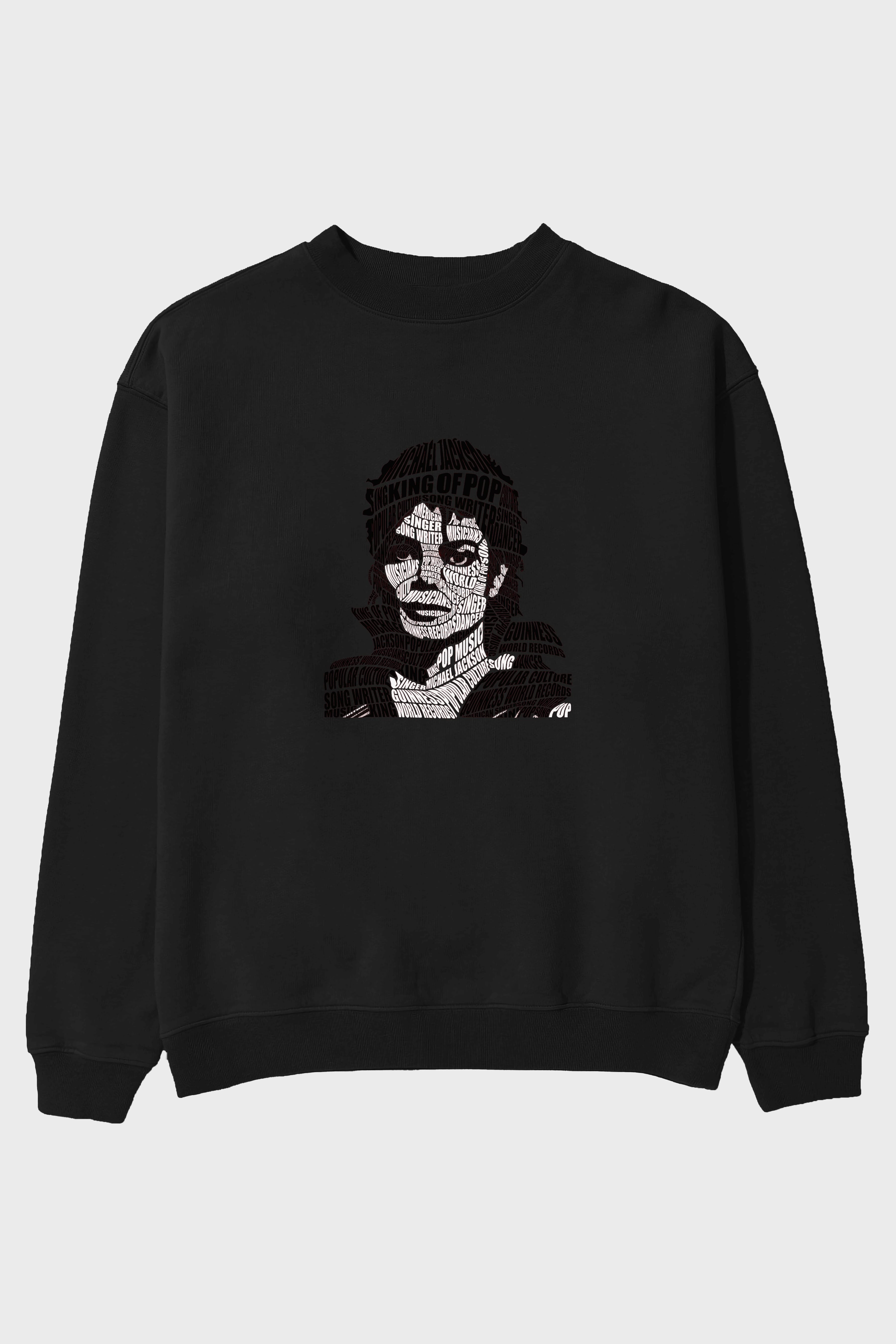 Michael Jackson Calligram Ön Baskılı Oversize Sweatshirt Erkek Kadın Unisex