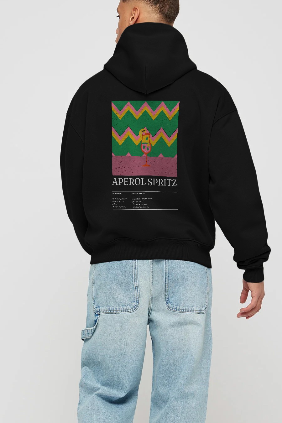 Aperol Spritz Kokteyl Arka Baskılı Hoodie Oversize Kapüşonlu Sweatshirt Erkek Kadın