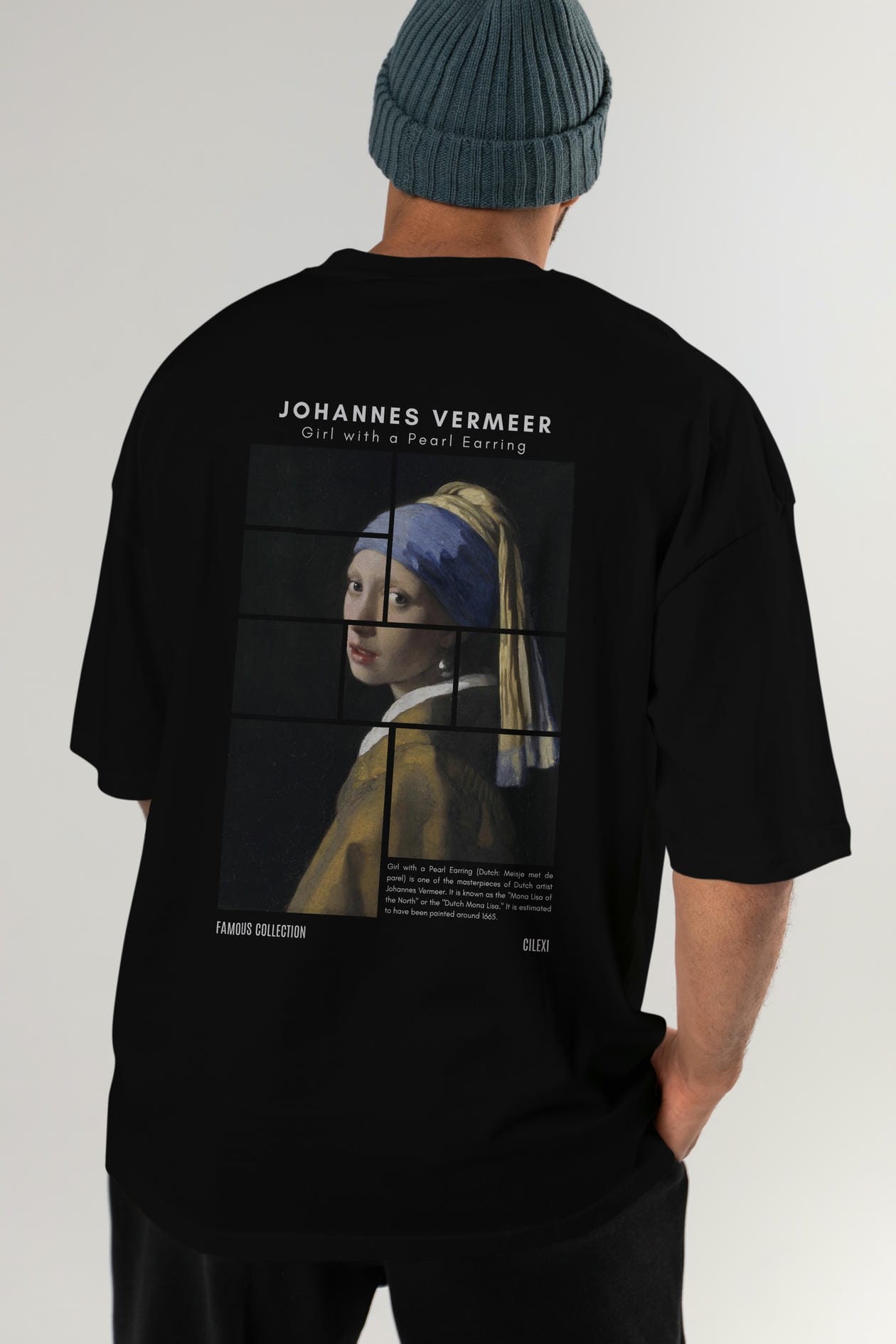Johannes Vermeer Arka Baskılı Oversize t-shirt Erkek Kadın Bisiklet Yaka Pamuk tişort