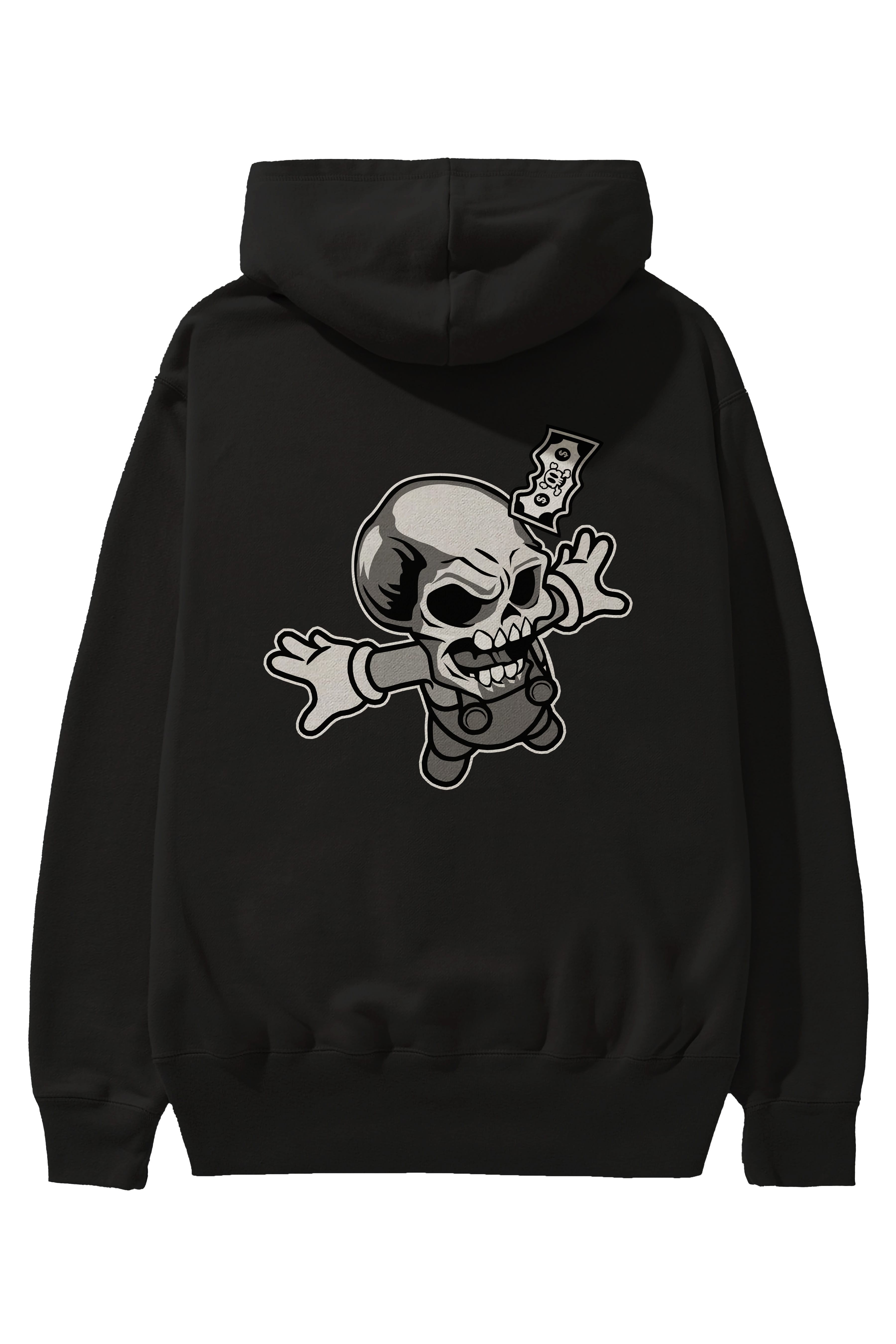 Skull Drowning Arka Baskılı Hoodie Oversize Kapüşonlu Sweatshirt Erkek Kadın Unisex
