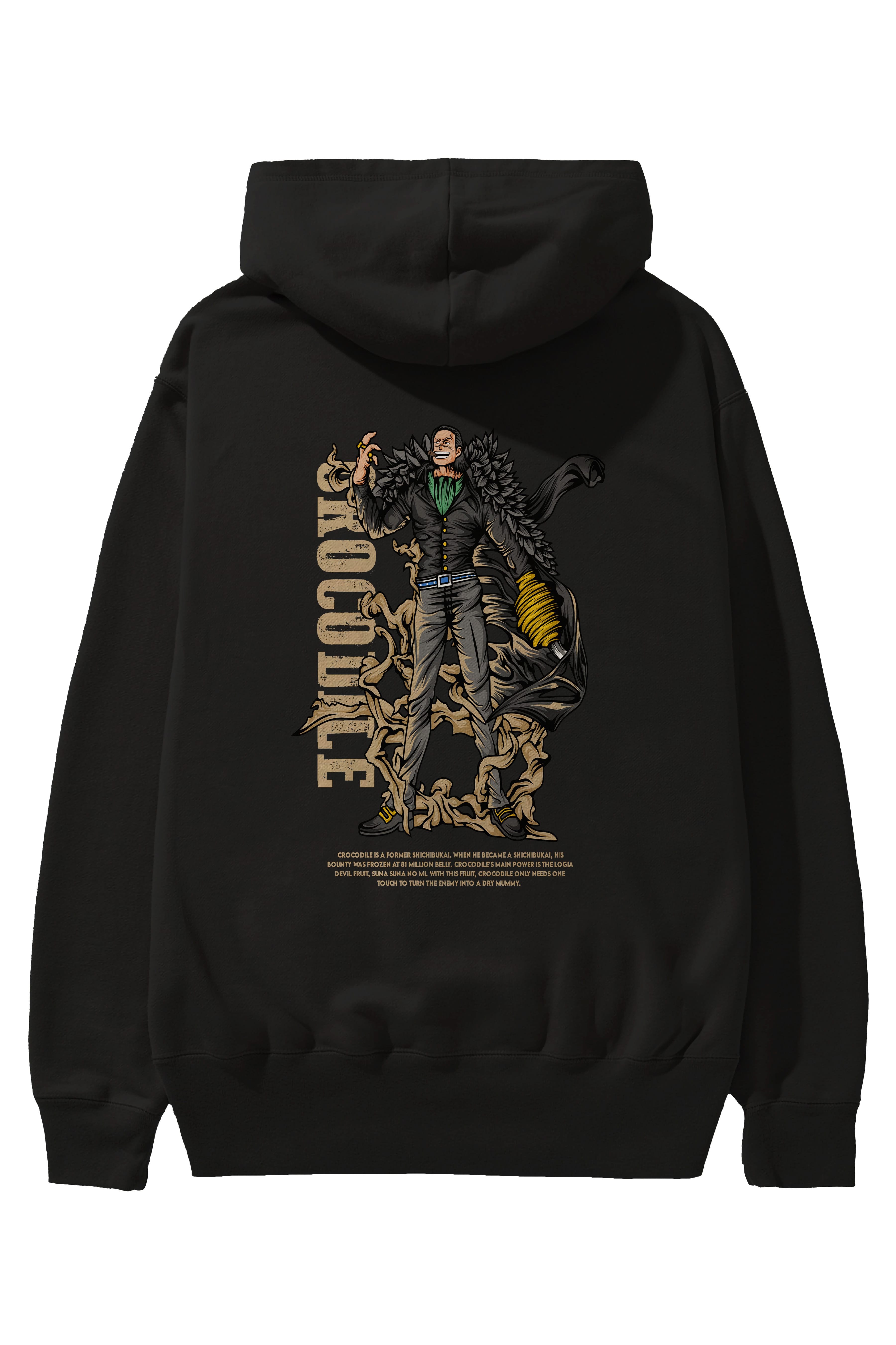 Crocodile Anime Arka Baskılı Hoodie Oversize Kapüşonlu Sweatshirt Erkek Kadın Unisex