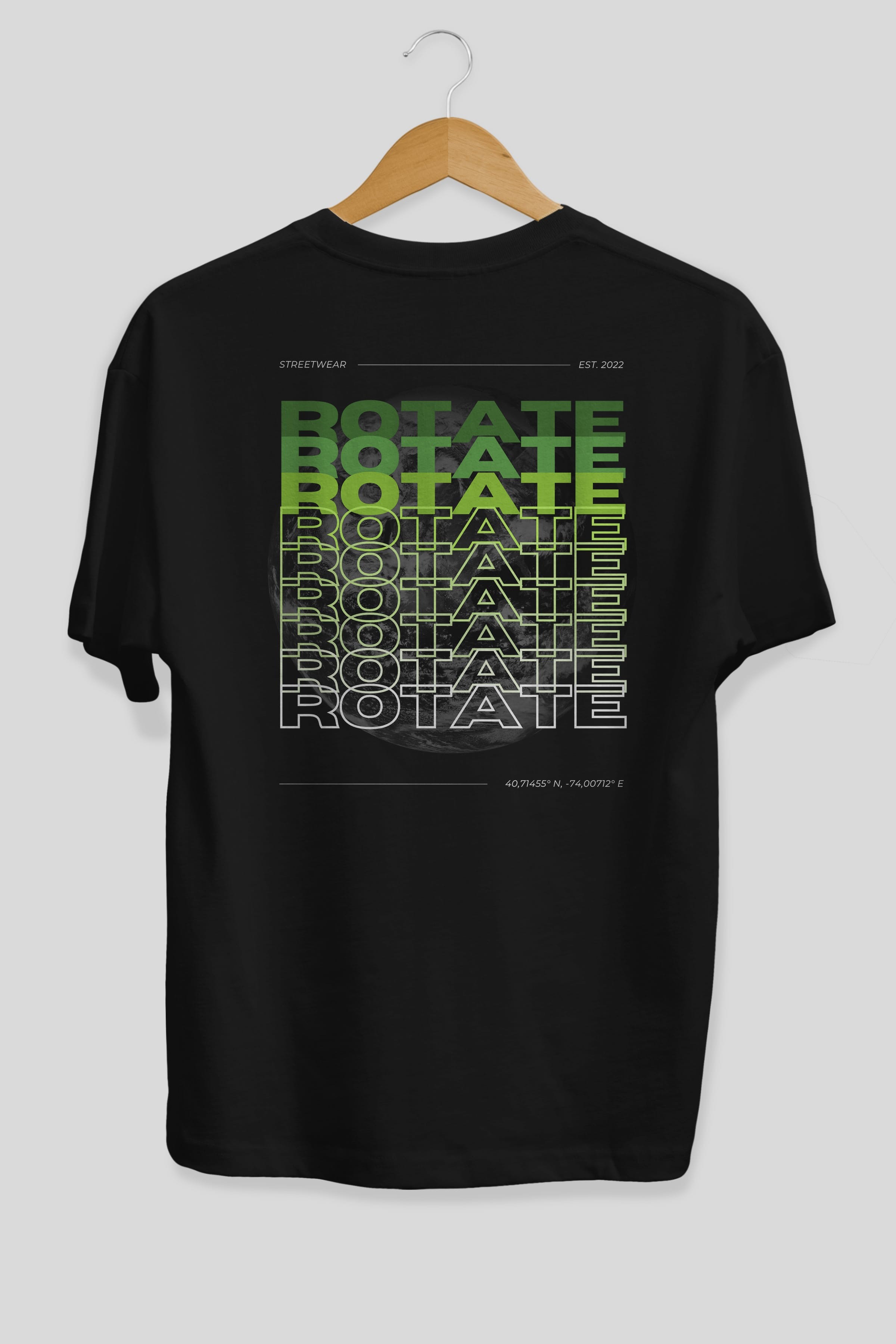 Rotate Yazılı Arka Baskılı Oversize t-shirt Erkek Kadın Unisex