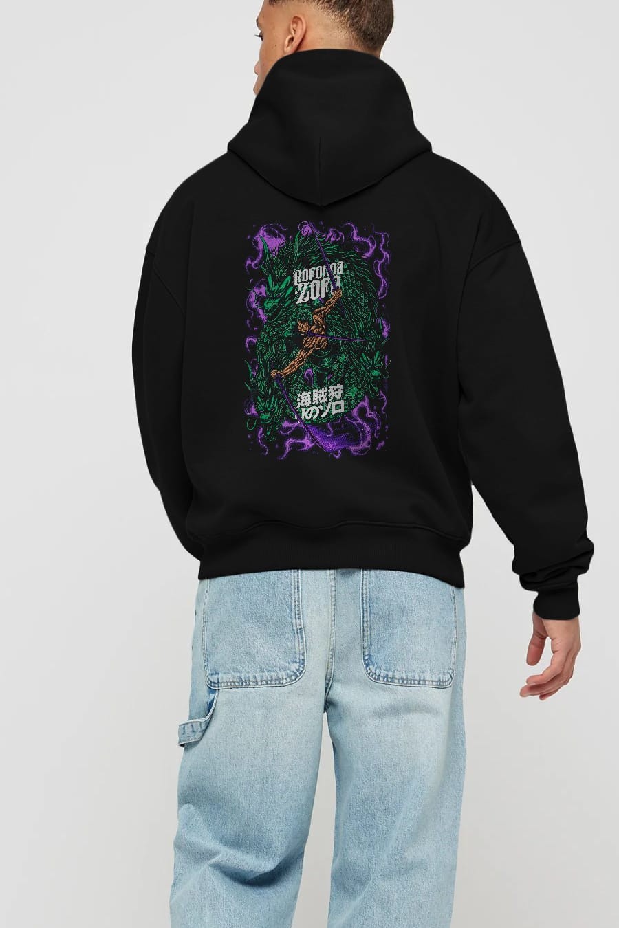 RORONOA ZORO 5 Anime Arka Baskılı Hoodie Oversize Kapüşonlu Sweatshirt Erkek Kadın Unisex