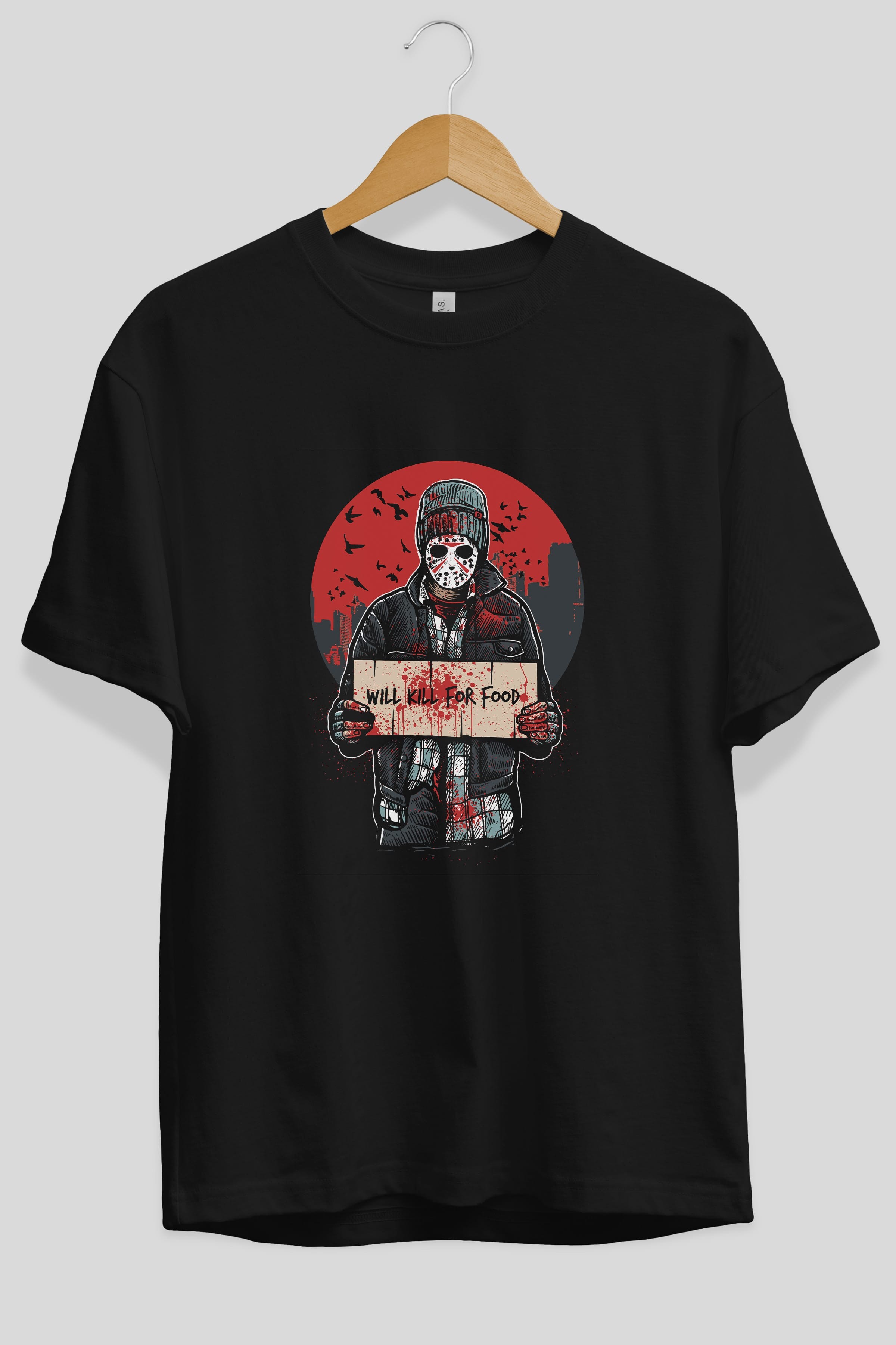 Kill For Food Ön Baskılı Oversize t-shirt Erkek Kadın Unisex %100 Pamuk tişort