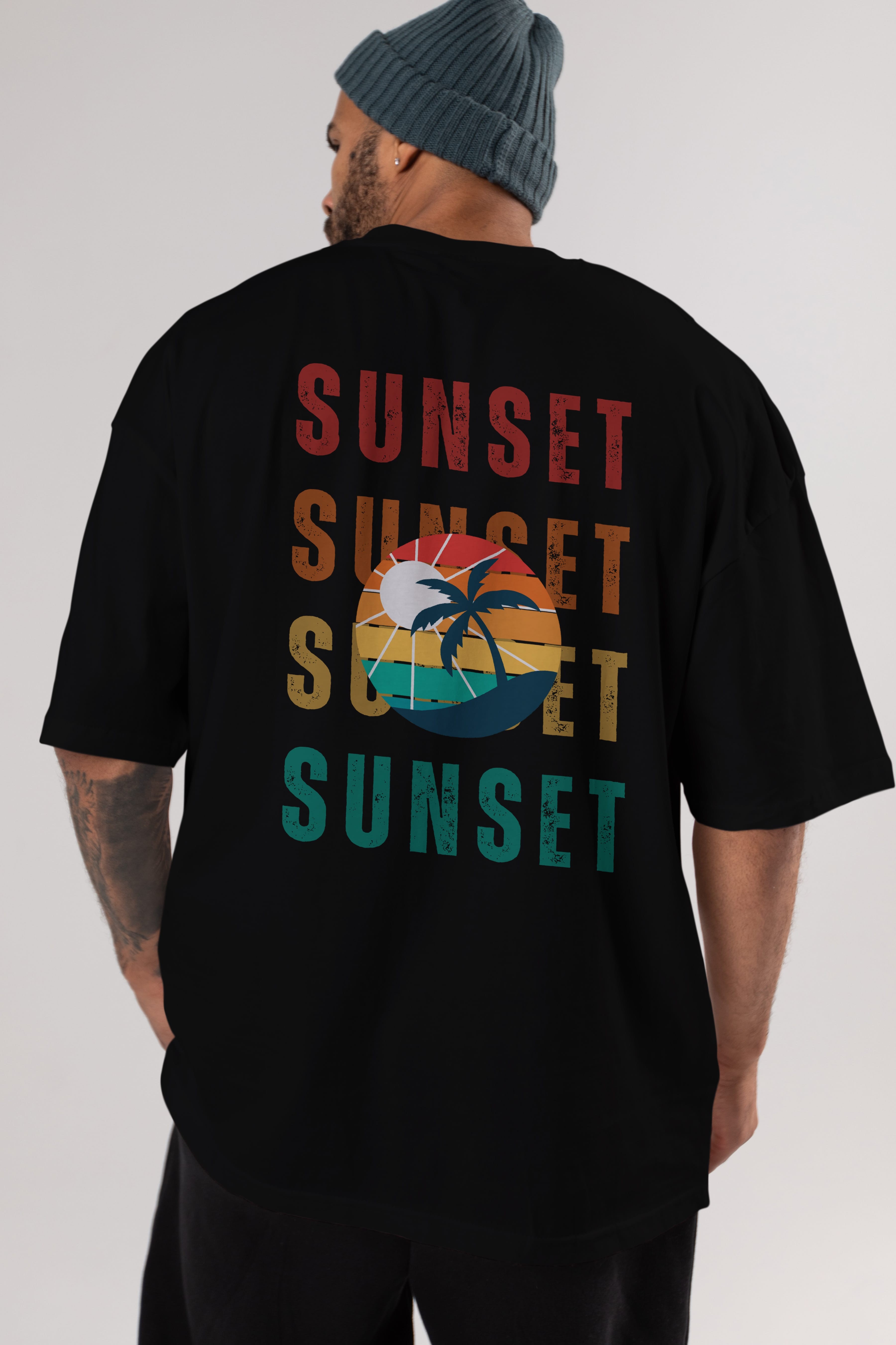 Sunset Yazılı Arka Baskılı Oversize t-shirt Erkek Kadın Unisex