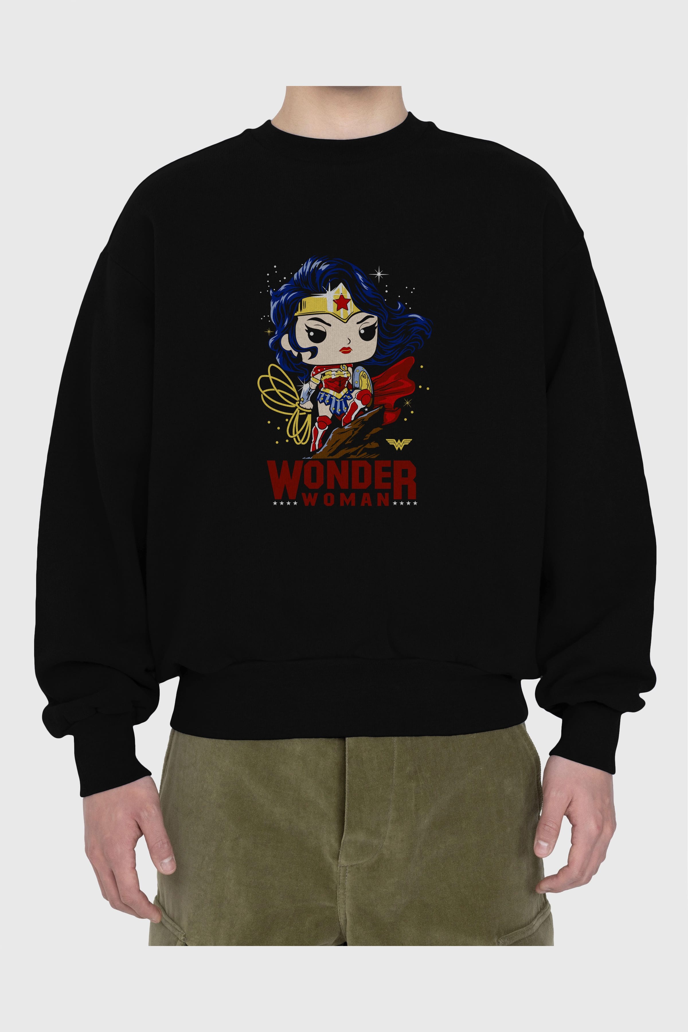 Wonder Woman (2) Ön Baskılı Oversize Sweatshirt Erkek Kadın Unisex