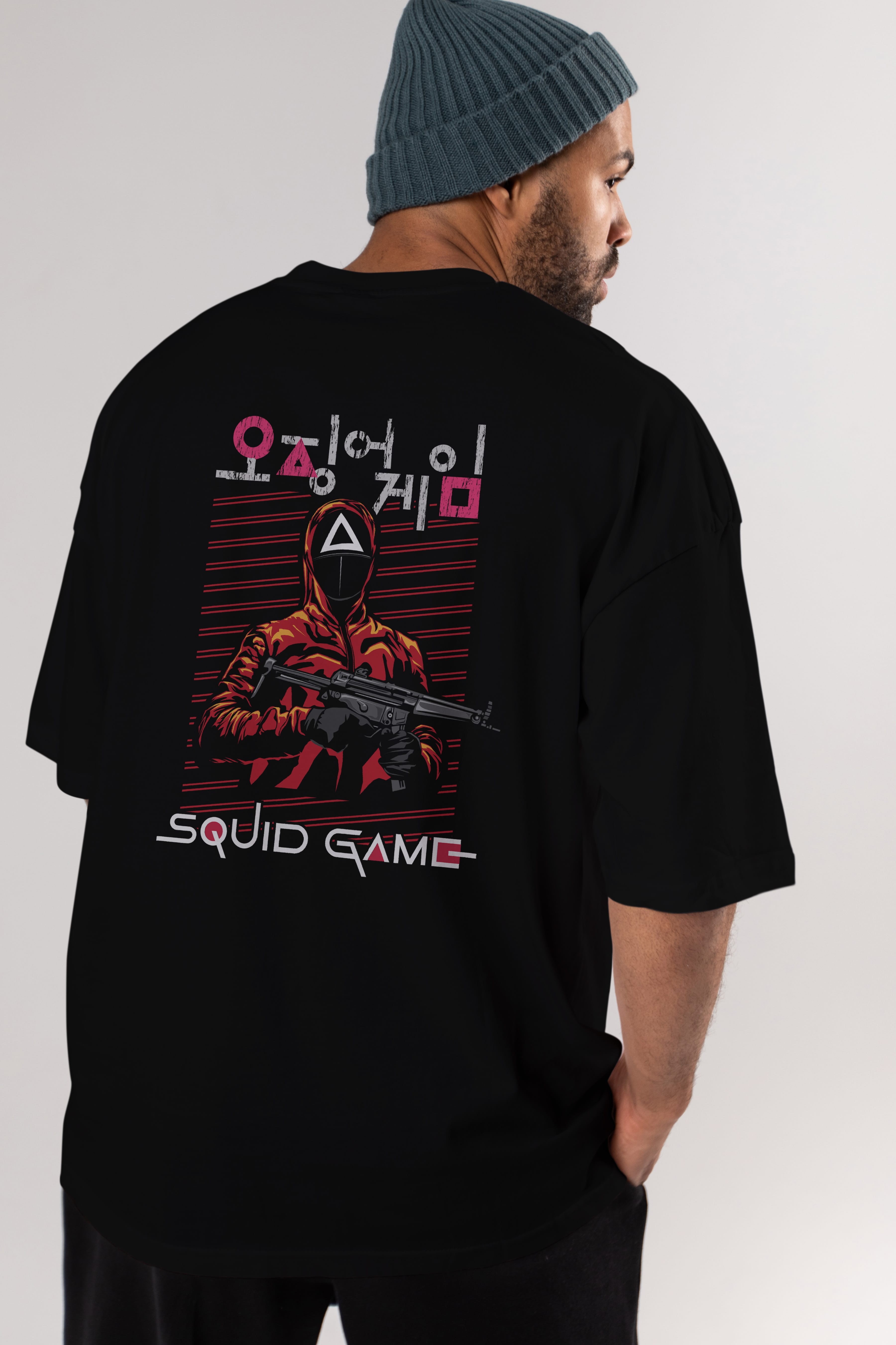 Squid Game (2) Arka Baskılı Oversize t-shirt Erkek Kadın Unisex %100 Pamuk Bisiklet Yaka tişort