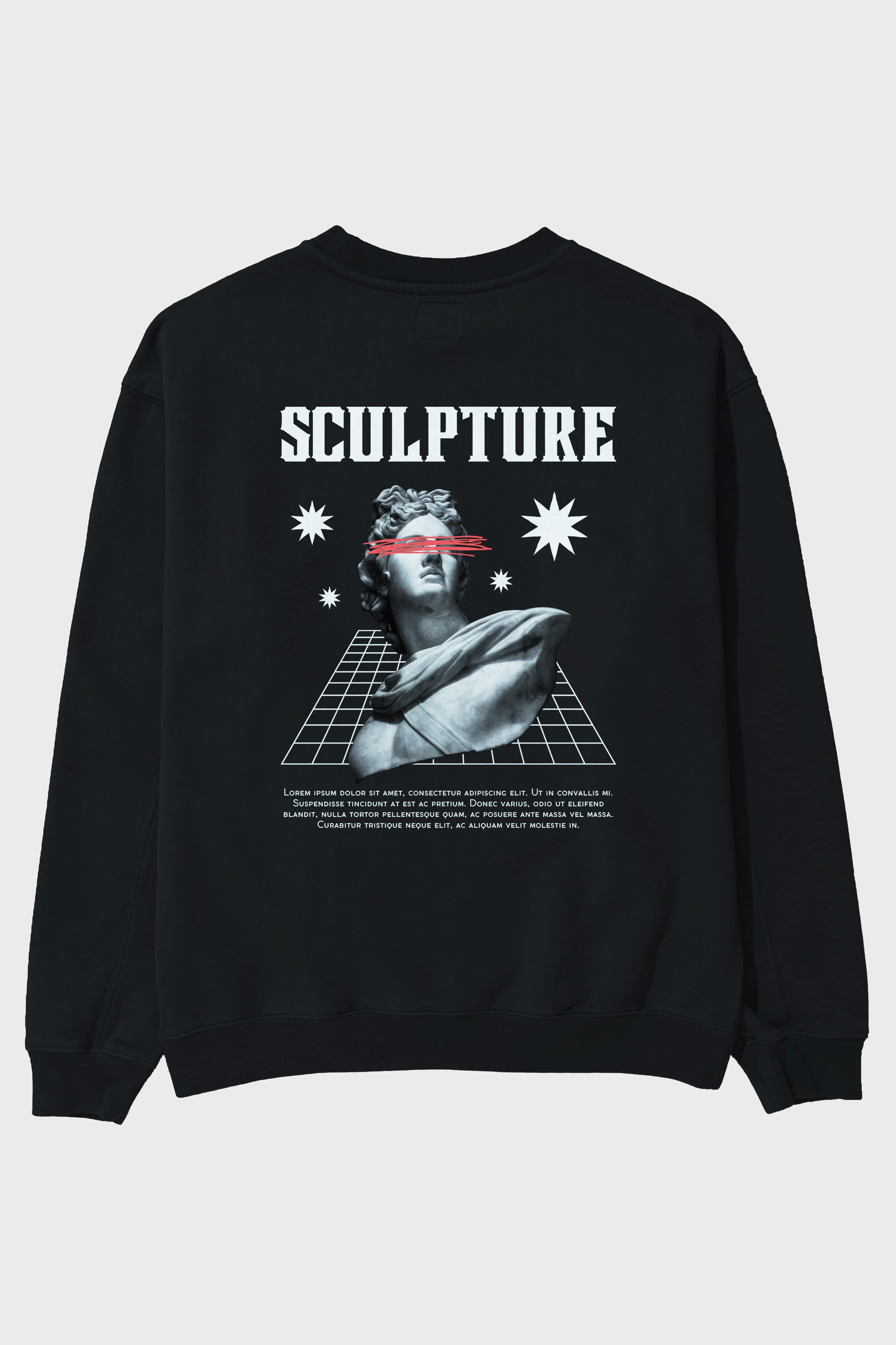 Sculpture Yazılı Arka Baskılı Oversize Sweatshirt Erkek Kadın Unisex