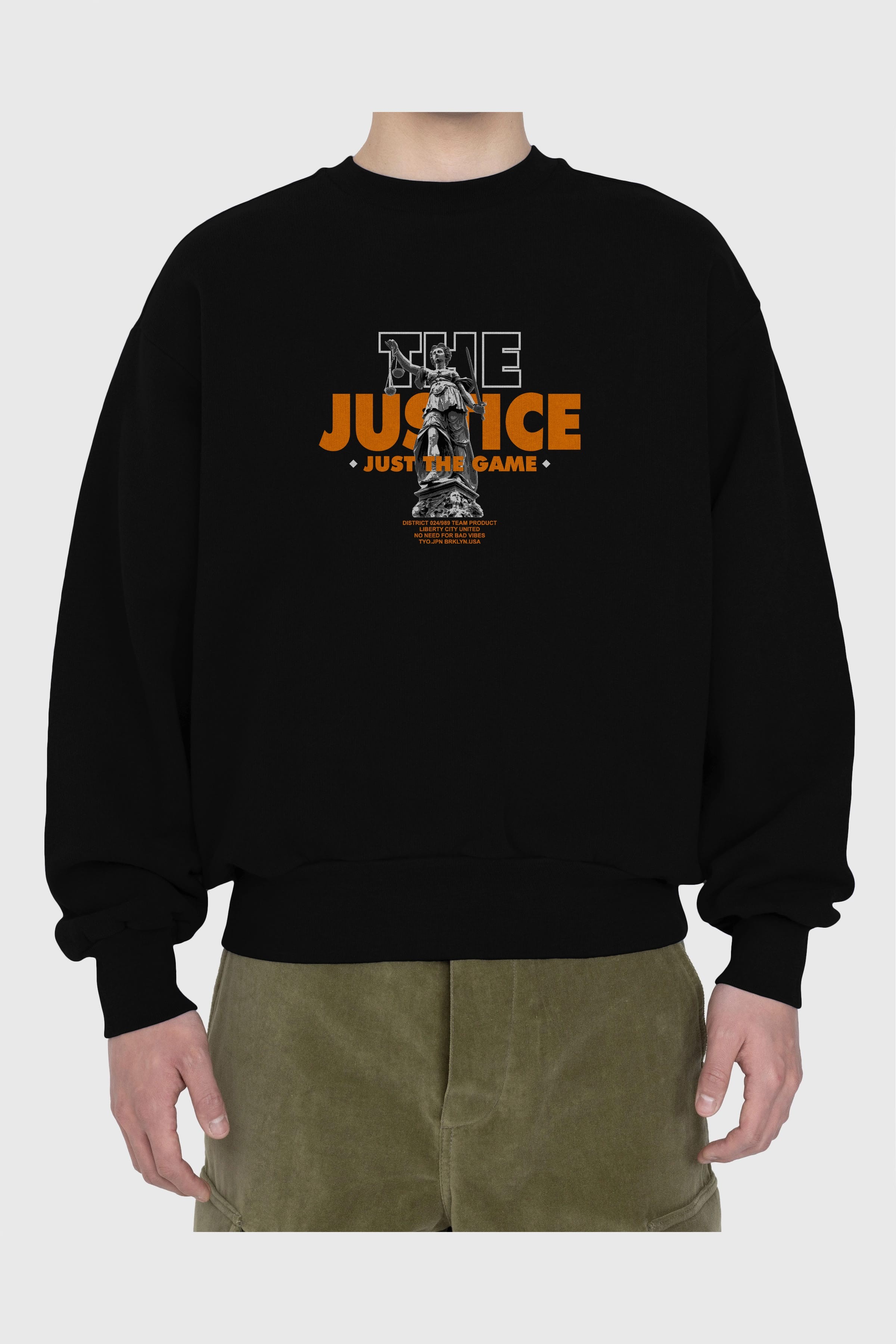 The Justice Ön Baskılı Oversize Sweatshirt Erkek Kadın Unisex