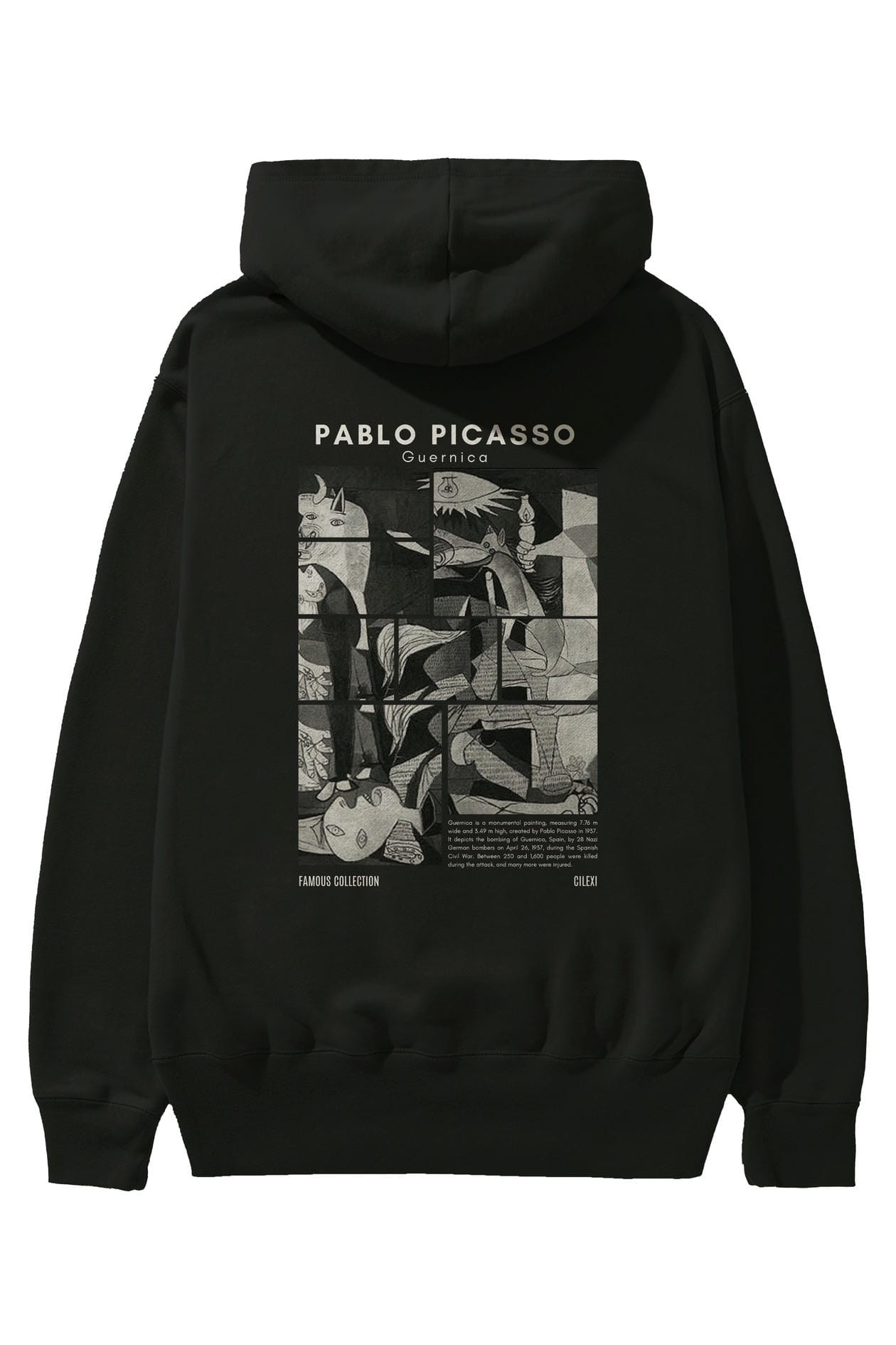Pablo Picasso Guernica Arka Baskılı Hoodie Oversize Kapüşonlu Sweatshirt Erkek Kadın