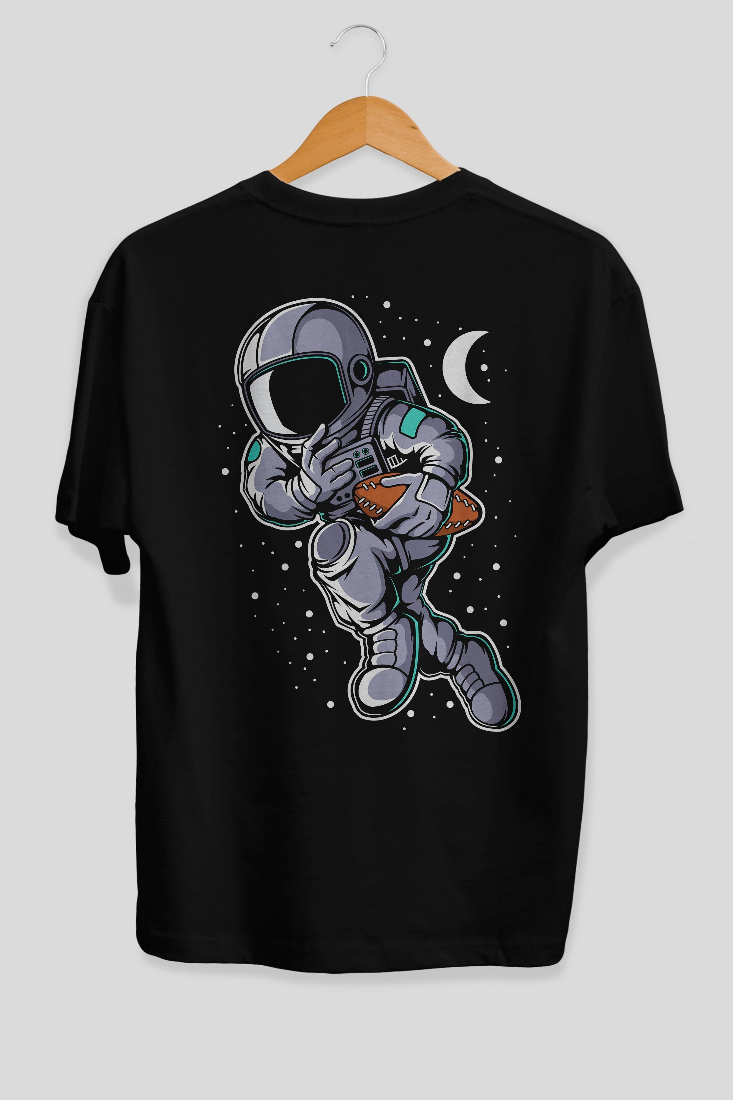 Astronaut Rugby Arka Baskılı Oversize t-shirt Erkek Kadın Unisex