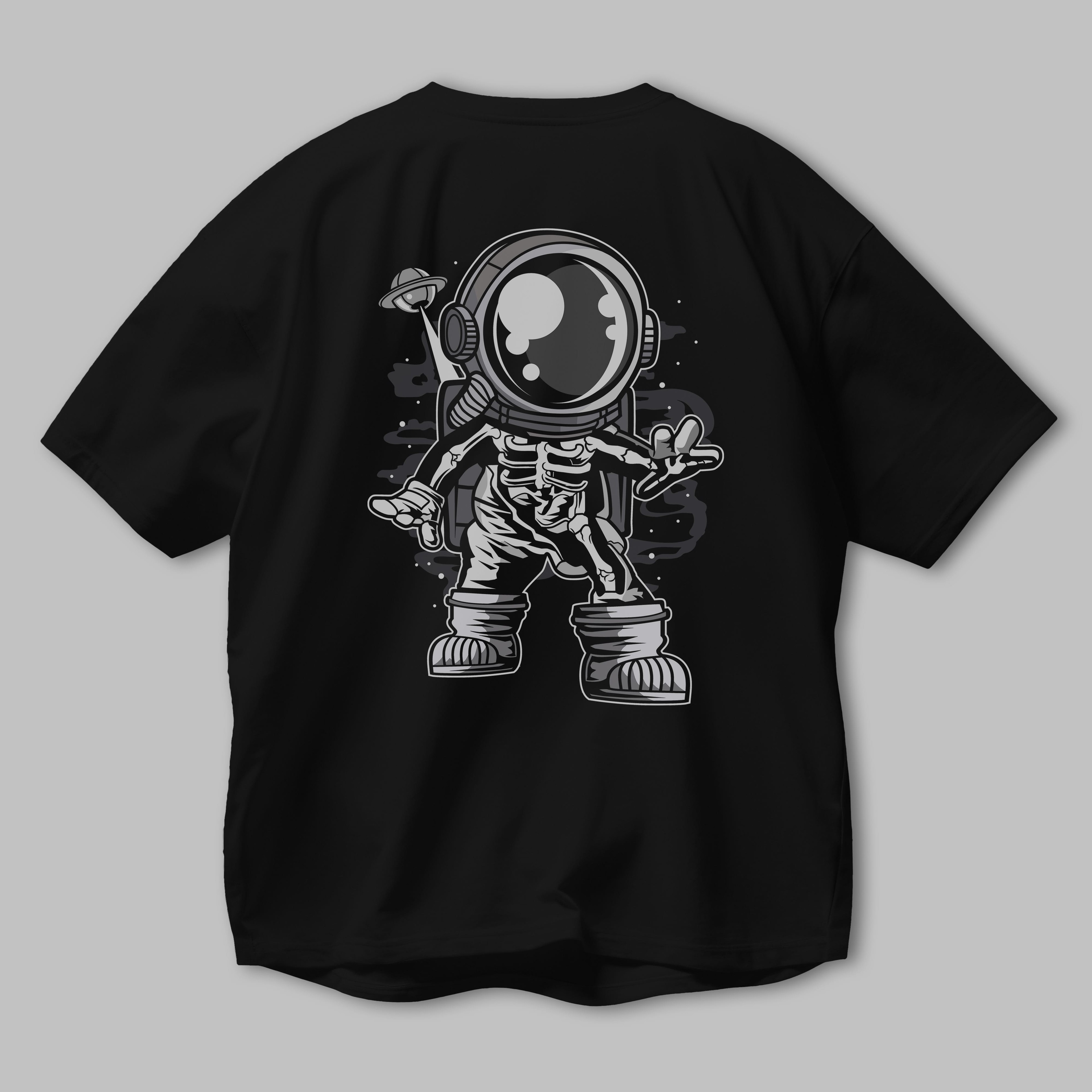 Space Skeleton Arka Baskılı Oversize t-shirt Erkek Kadın Unisex