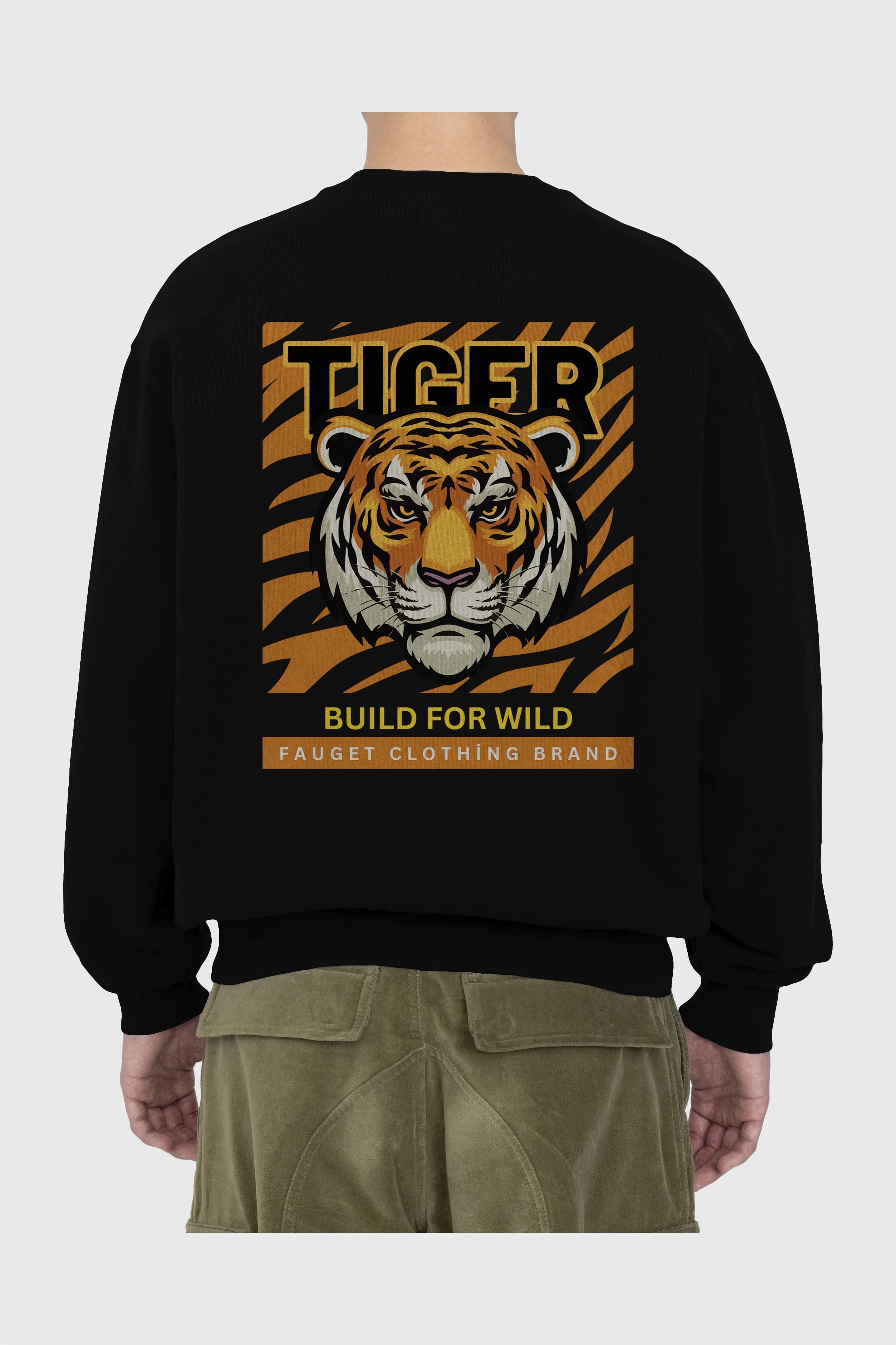 Tiger Arka Baskılı Oversize Sweatshirt Erkek Kadın Unisex