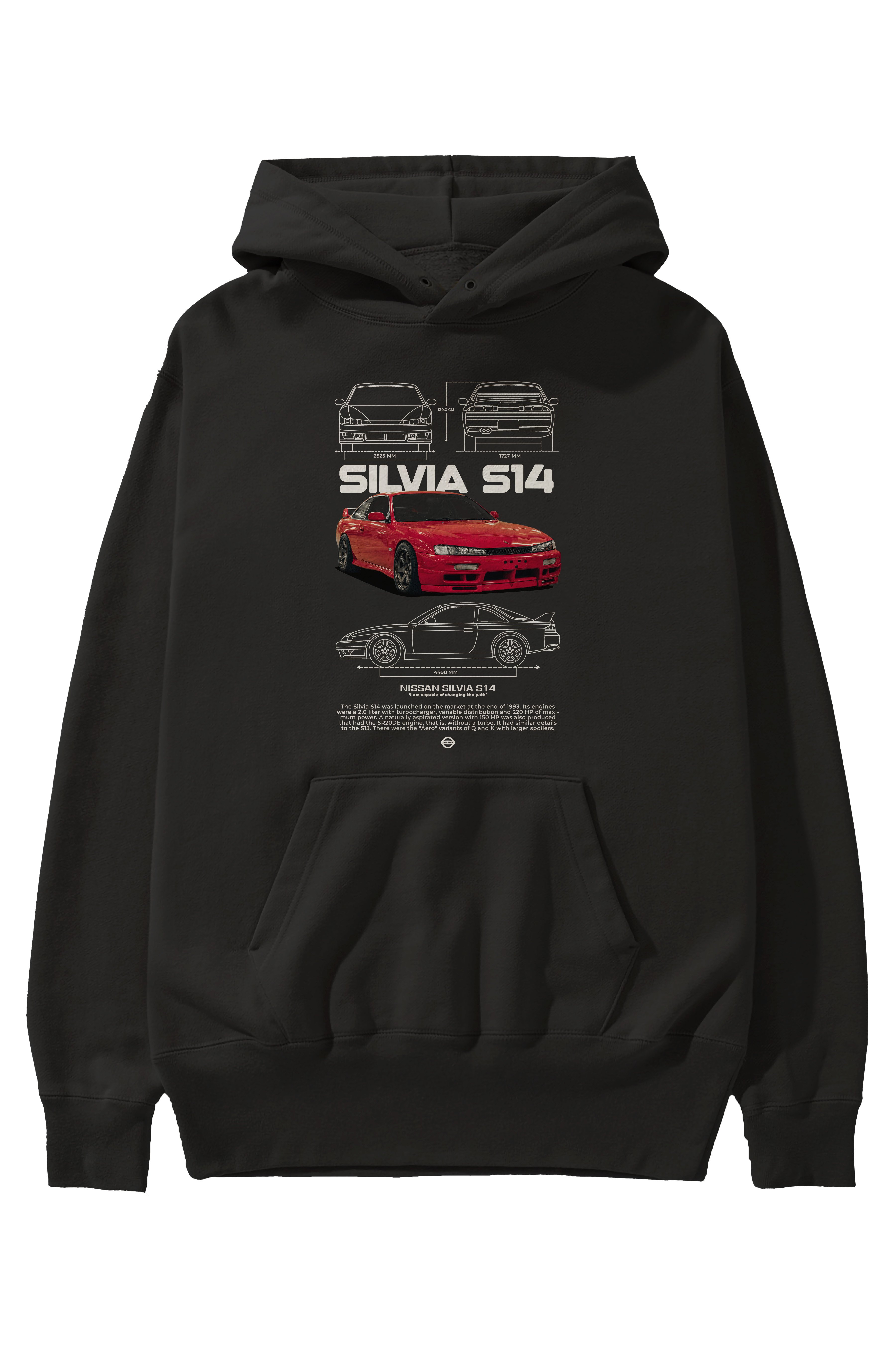 Nissan Silvia s14 Ön Baskılı Hoodie Oversize Kapüşonlu Sweatshirt Erkek Kadın Unisex