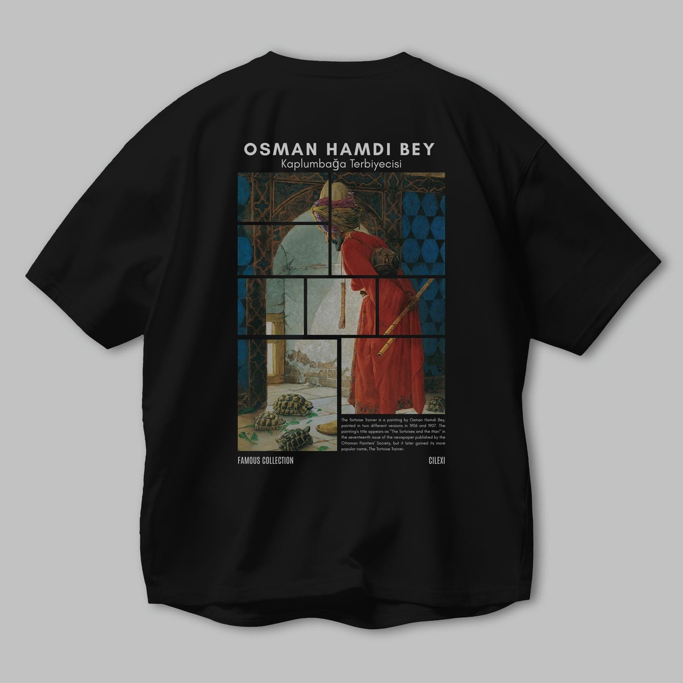 Osman Hamdi Bey Arka Baskılı Oversize t-shirt Erkek Kadın Bisiklet Yaka Pamuk tişort